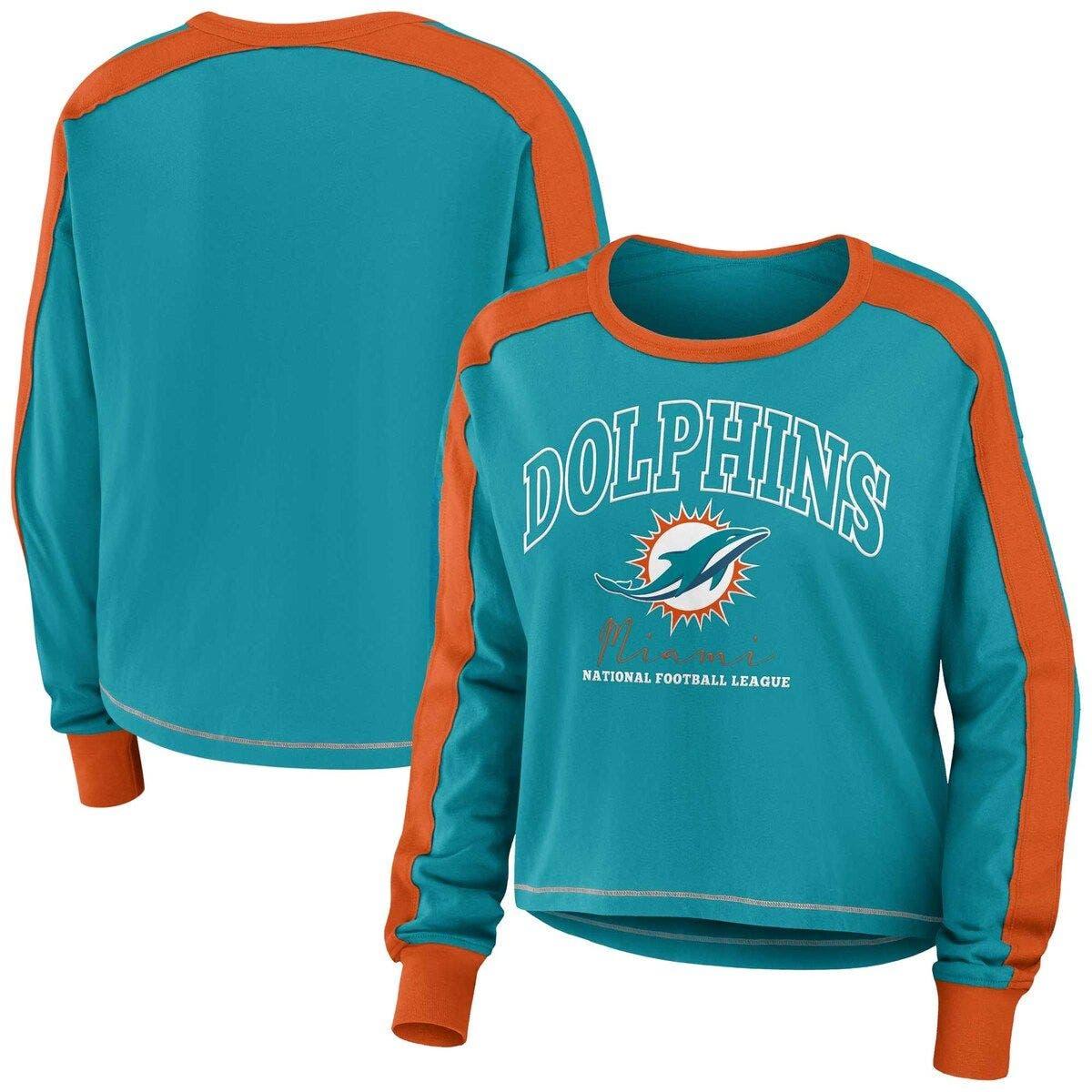 Women's Long-Sleeve Cropped Miami Dolphins Tee, Women's Tops