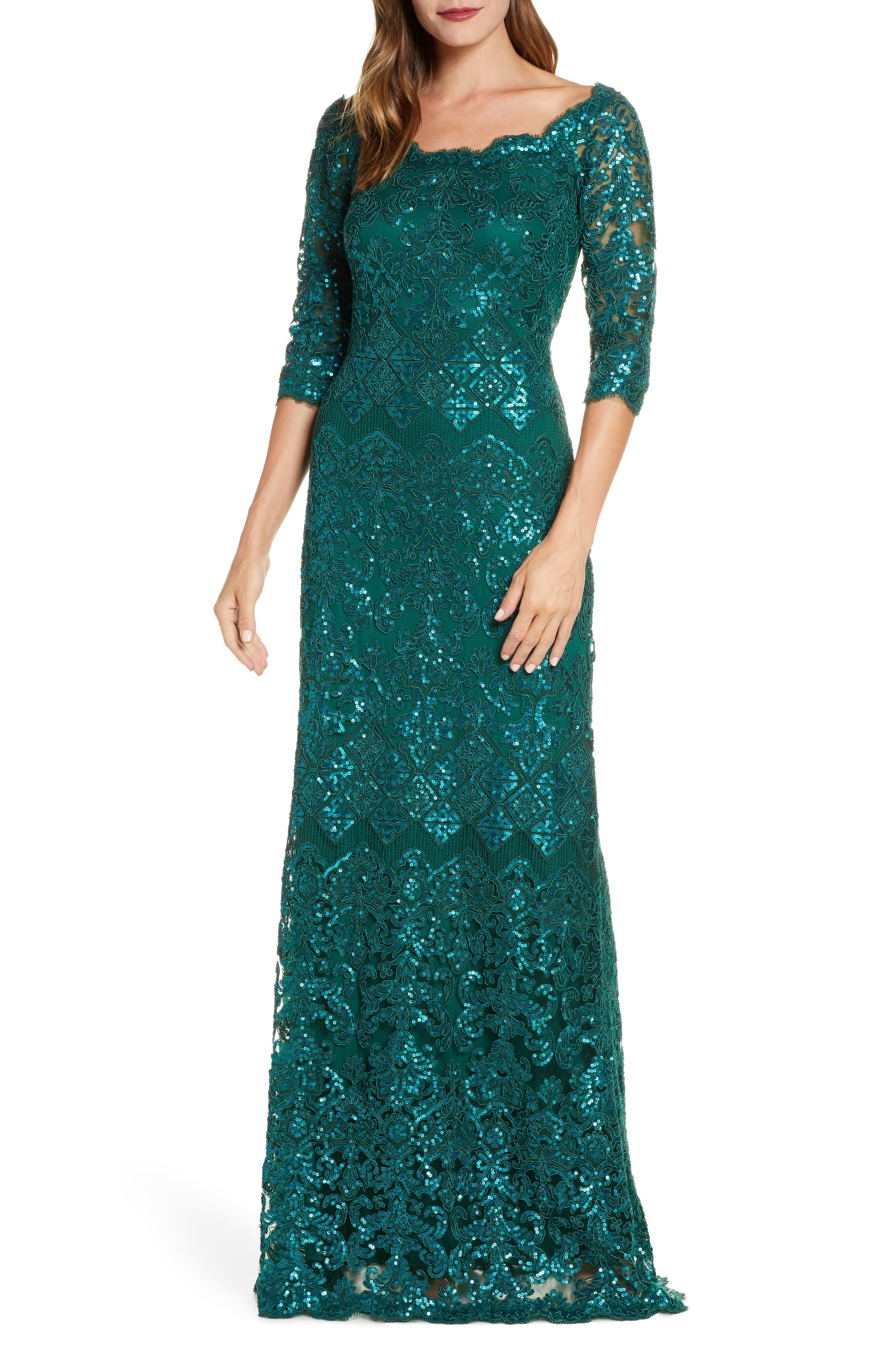 Tadashi Shoji Liem Offtheshoulder Sequin Gown in Green Save 44 Lyst