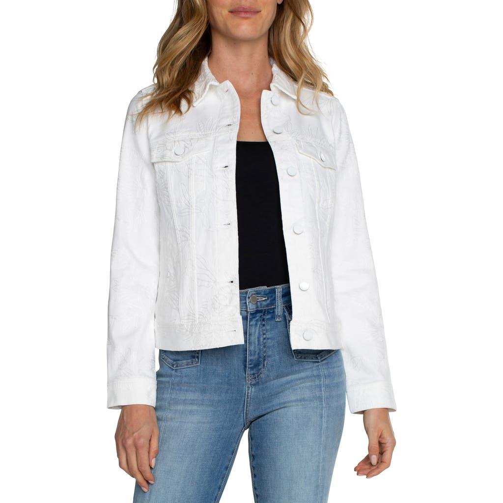 Floral embroidered denim jacket clearance
