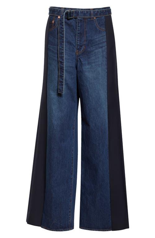 ■sacai■サカイ■ Mixed Media Belted Wide Leg Jeans ■デニム Sacai Mixed Media Belted Wide Leg Jeans in Blue | Lyst