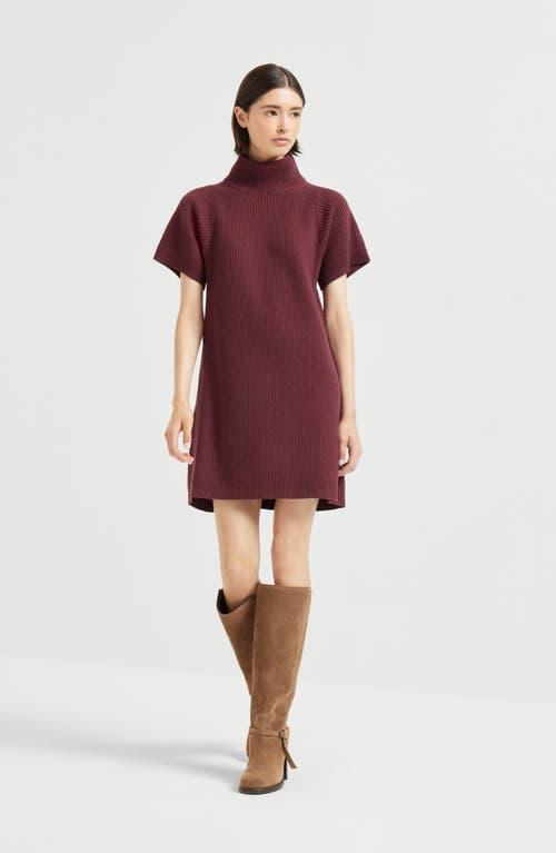 Brunello Cucinelli English Rib Knit Dress in Red | Lyst