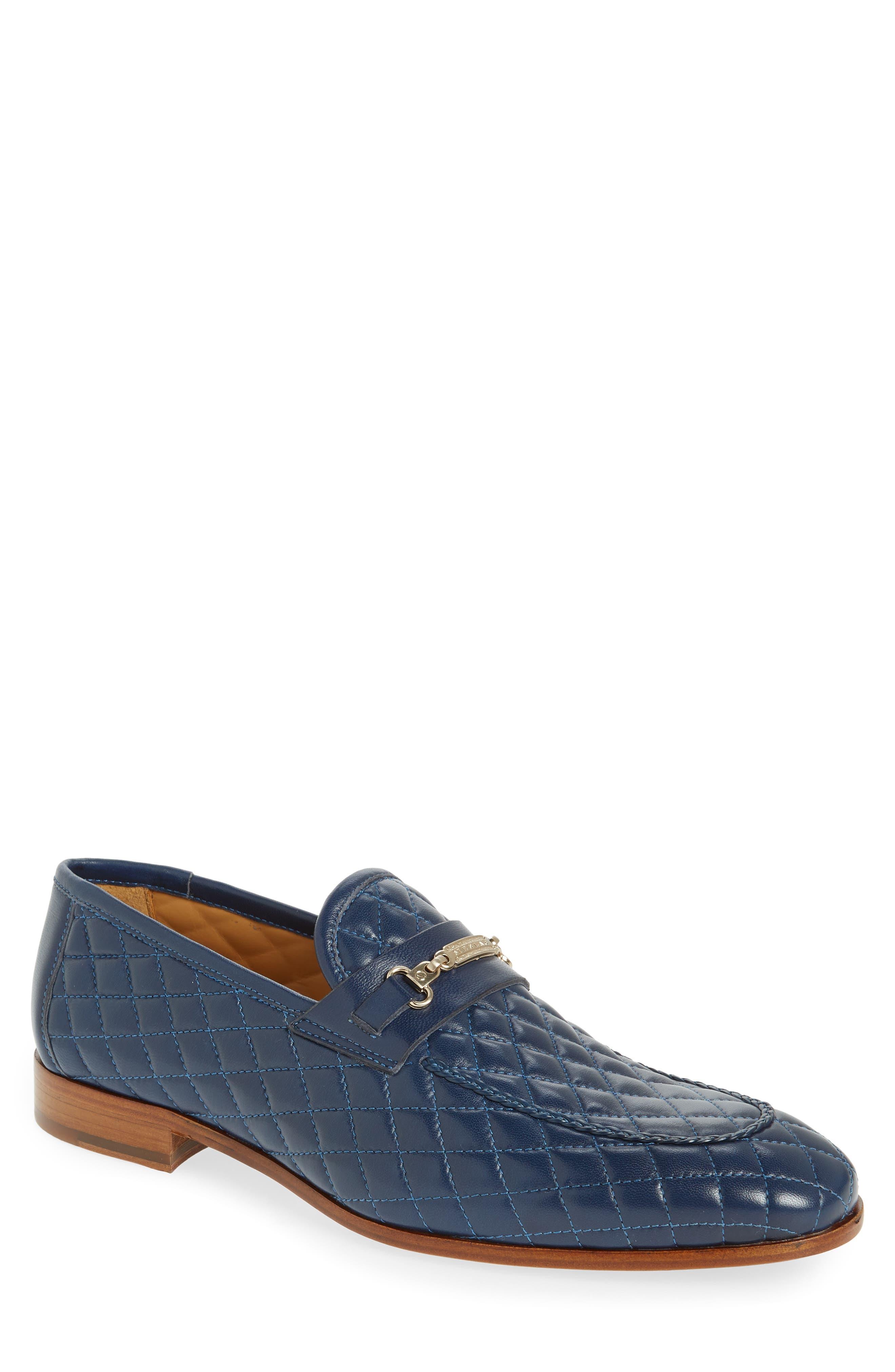 Mezlan Quilted Leather Bit Loafer in Blue for Men | Lyst