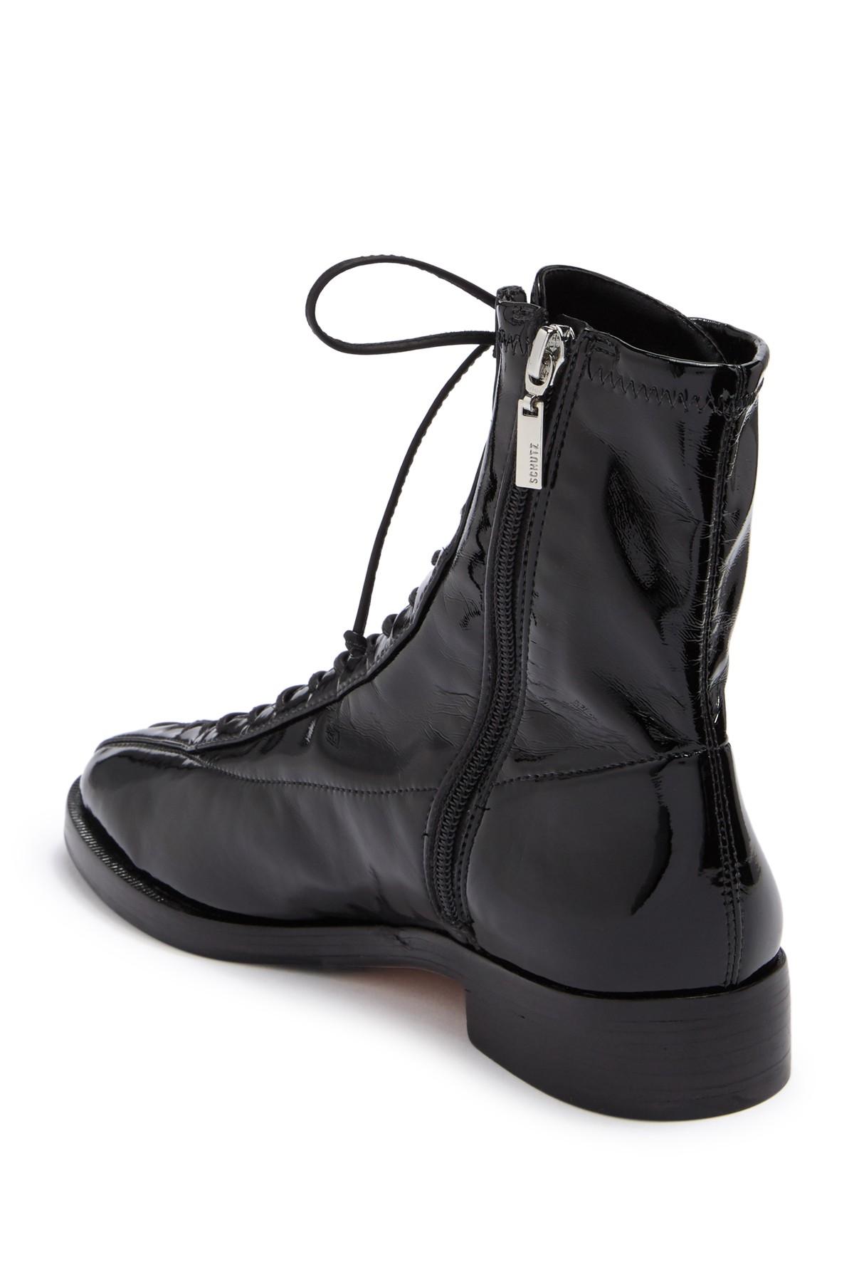 Schutz Regine Patent Lace-up Boot in Black | Lyst
