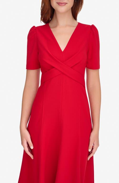 Tommy Hilfiger Crossover Scuba Fit And Flare Midi Dress in Red | Lyst