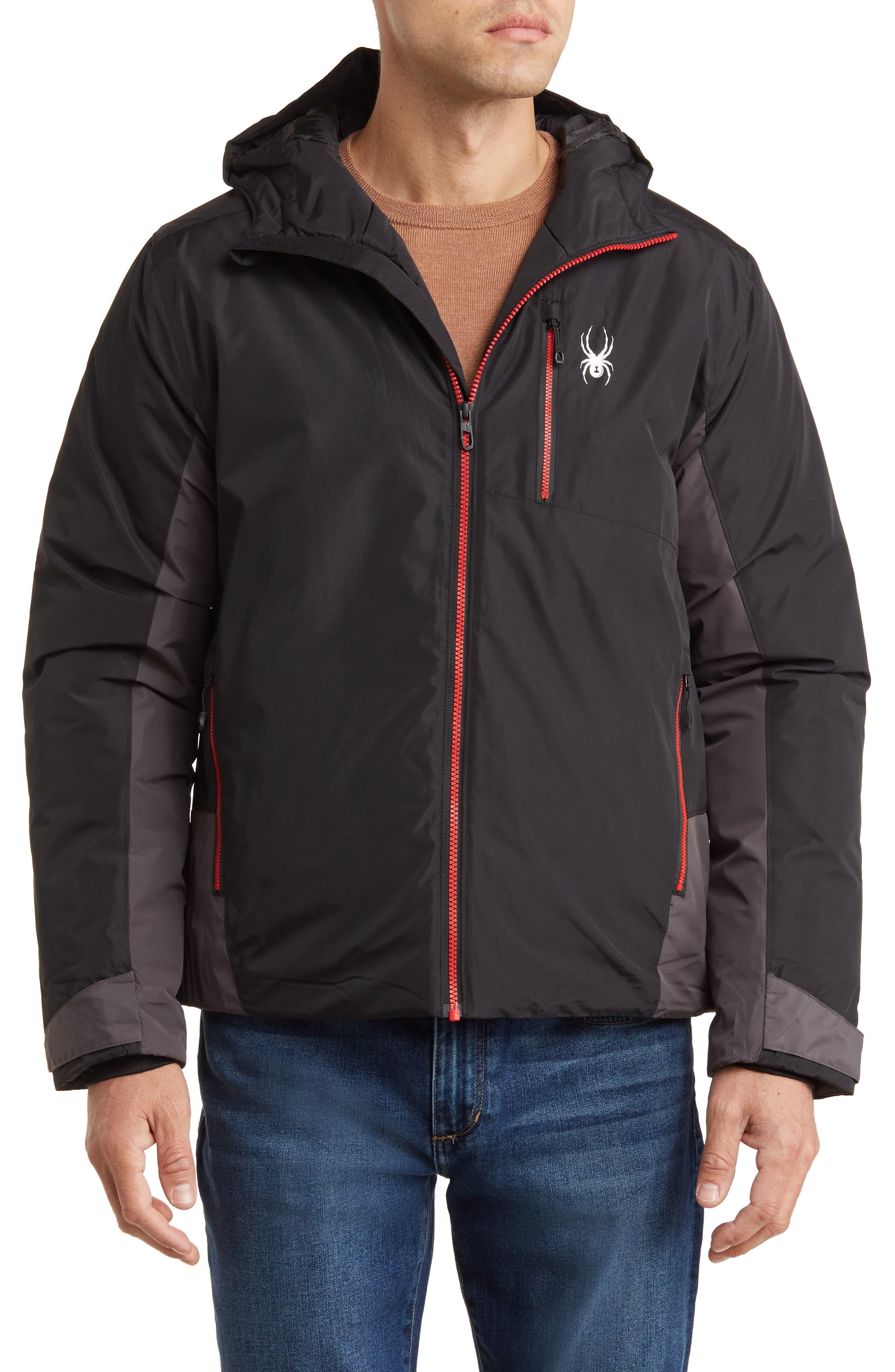 Spyder Colorblock Hooded Ski Jacket in Black for Men | Lyst