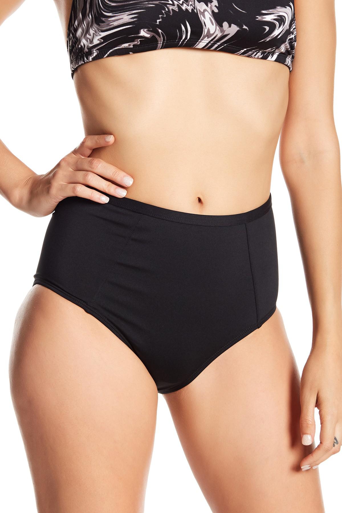 Nike Synthetic High Waist Bikini Bottoms In Black Lyst