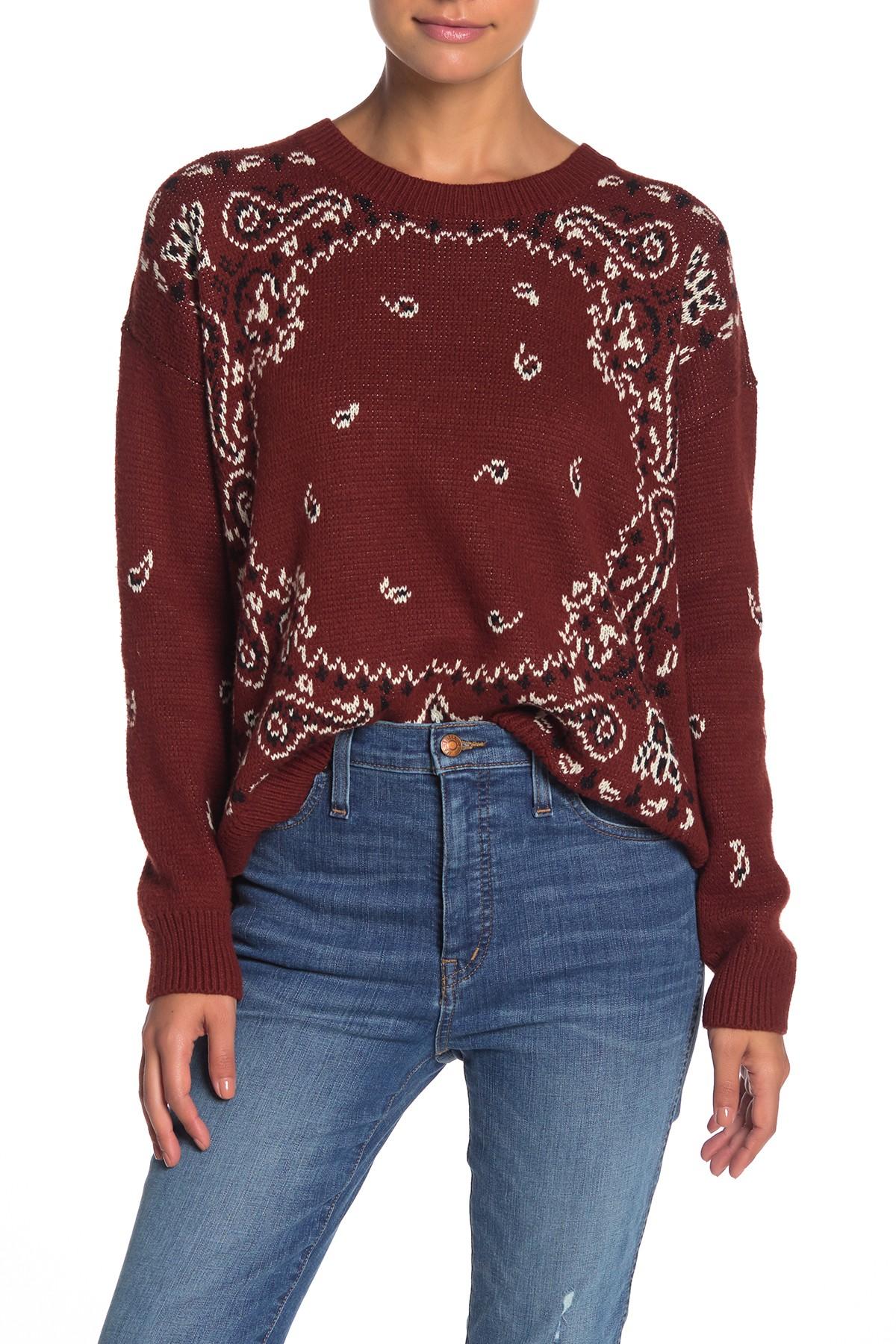 Madewell Cotton Bandana Paisley Print Pullover Sweater in Red Lyst