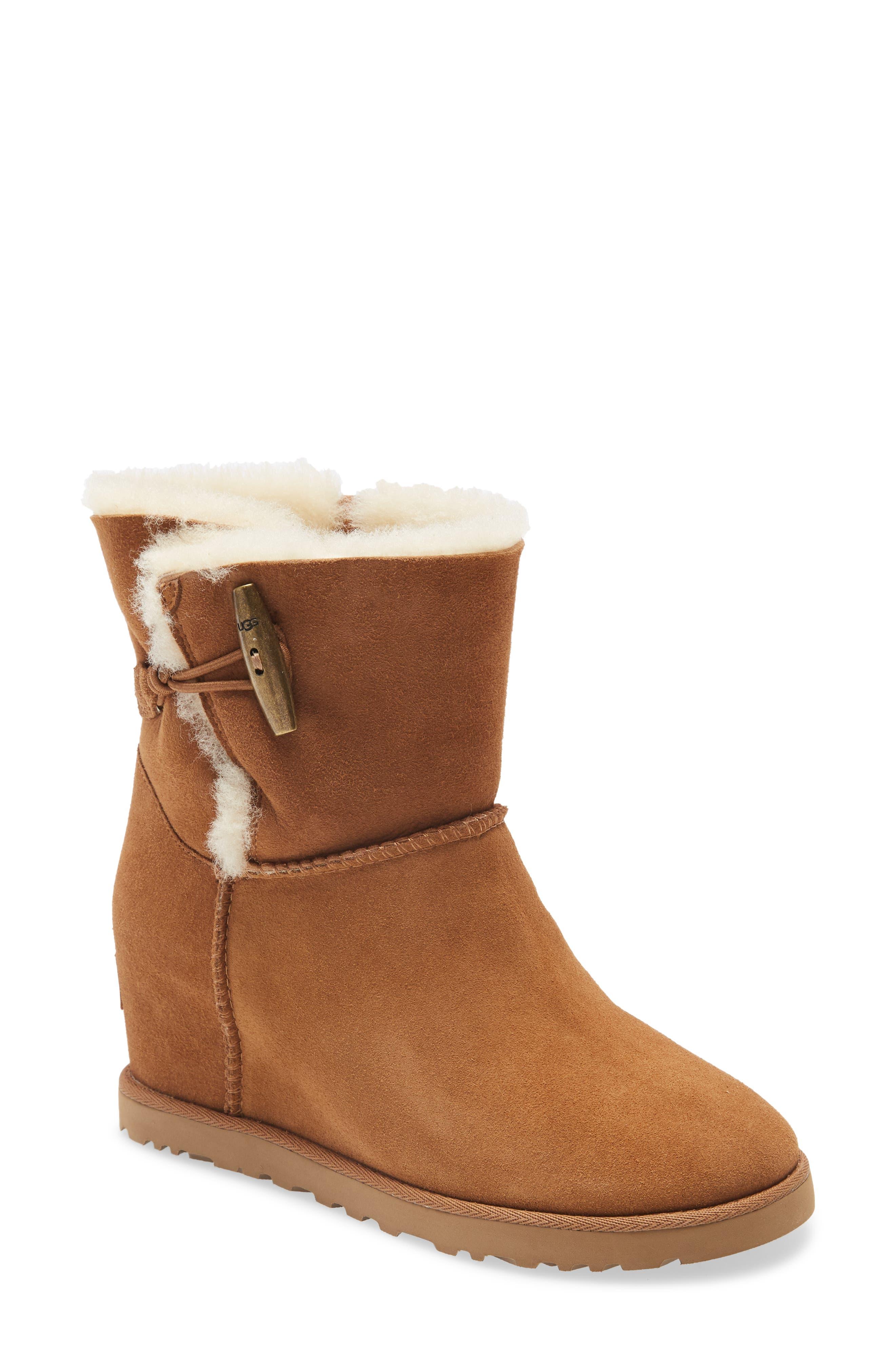 UGG Wool UGG Classic Femme Toggle Wedge Boot in Chestnut Suede (Brown) -  Lyst