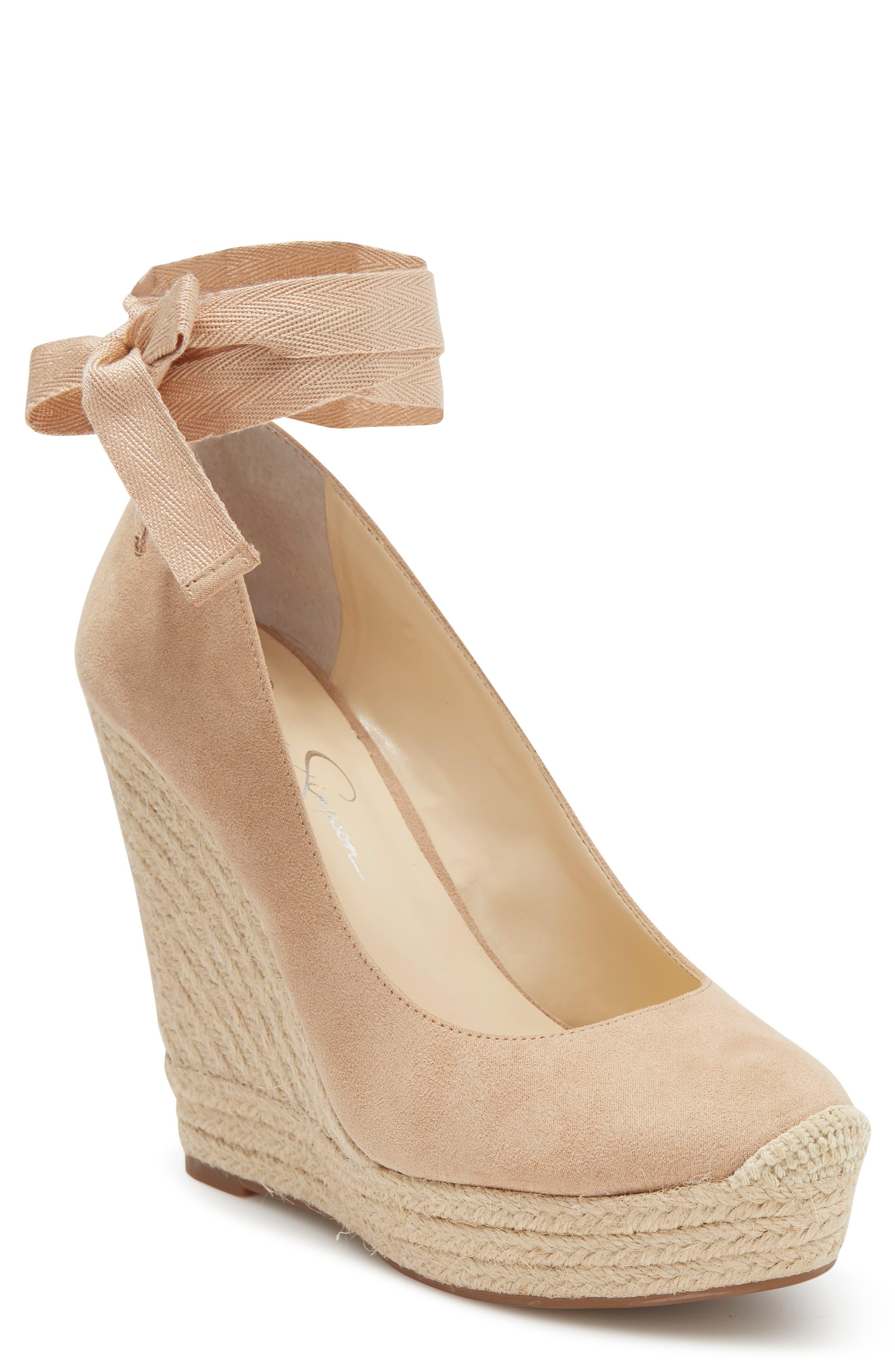 Jessica Simpson Zexie Ankle Tie Espadrille Wedge In Almond 4 At Nordstrom  Rack in Natural | Lyst