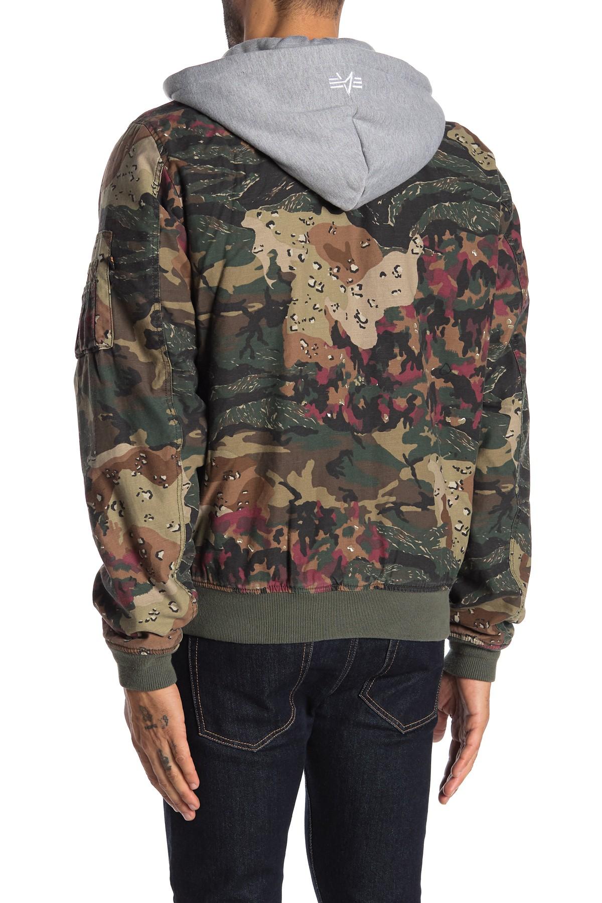 Alpha Industries Cotton Ma 1 Natus Camouflage Hooded Flight Jacket For Men Lyst