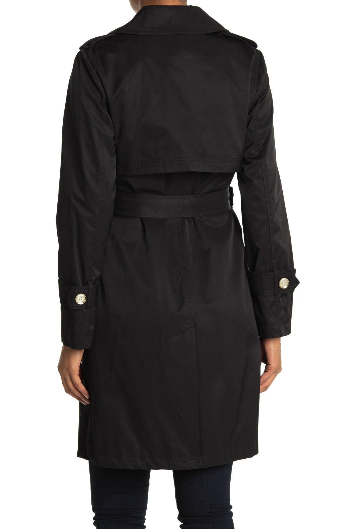Karl Lagerfeld Cotton Double Breasted Belted Trench Coat in Black - Lyst