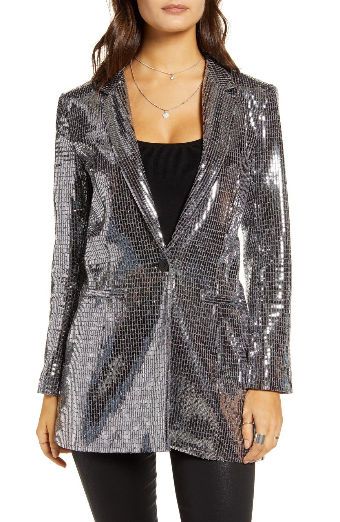 silver sparkle blazer