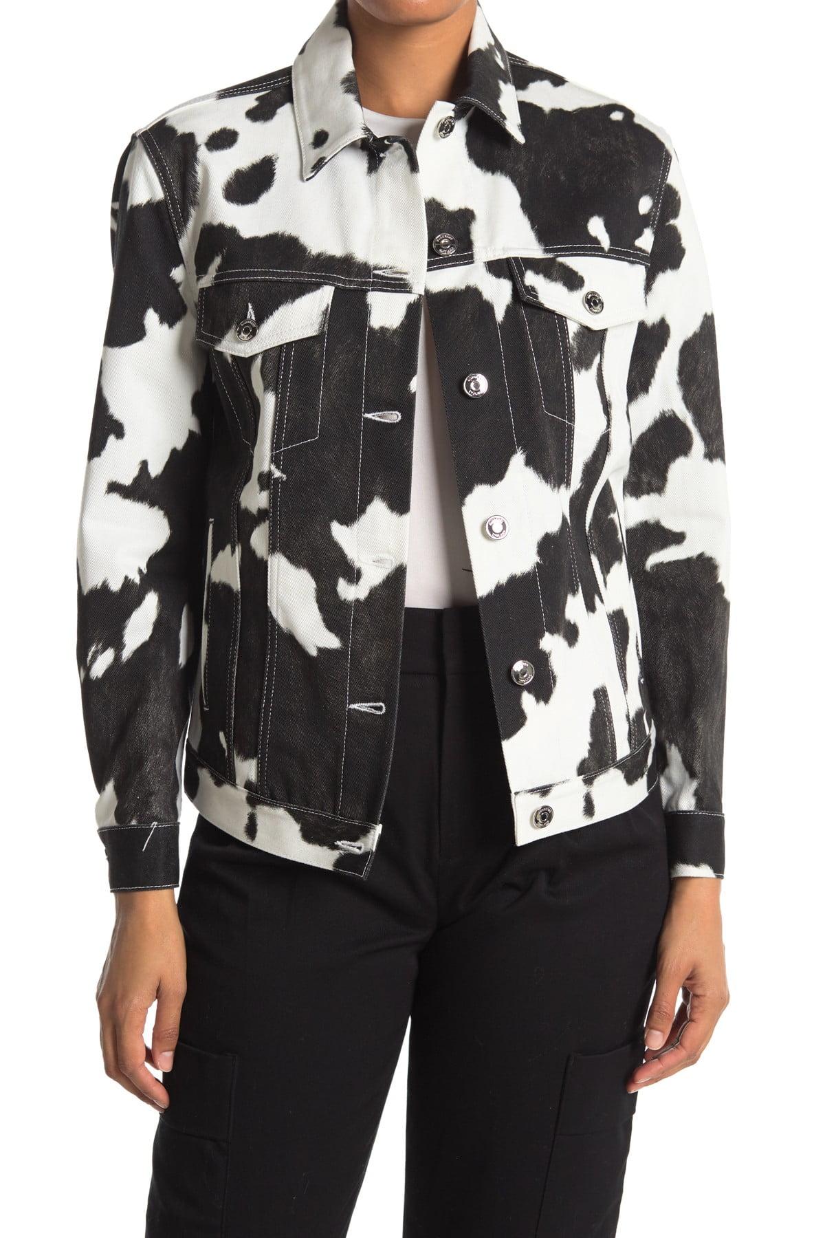 cow print denim jacket