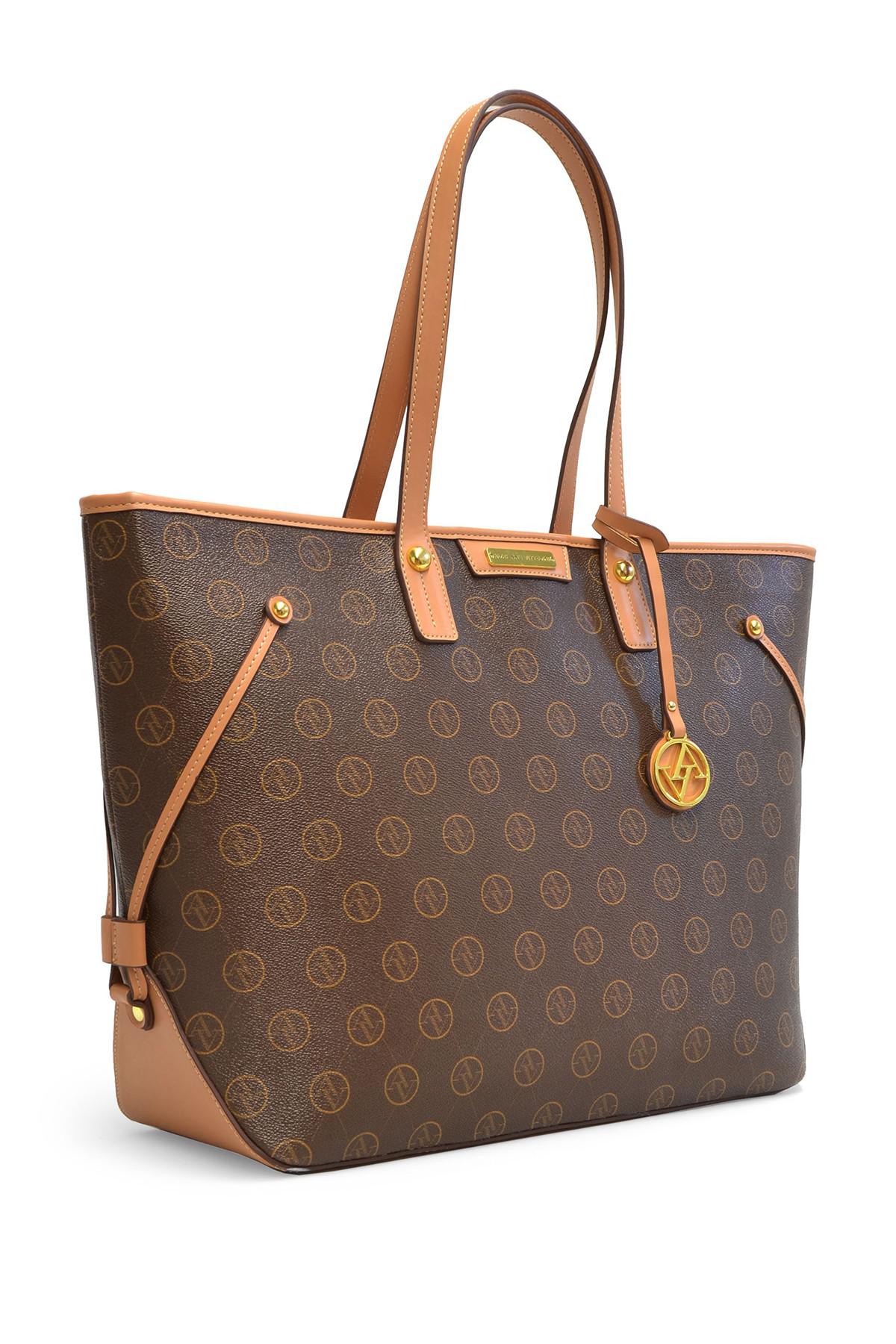 Adrienne Vittadini Large Signature Laptop Tote in Brown | Lyst