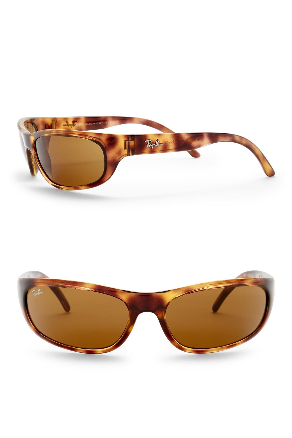 RayBan 60mm Wrap Sunglasses in Brown for Men Lyst