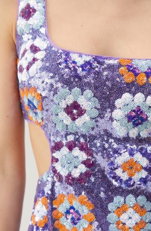 Nasty Gal '70S Floral Sequin Cutout Minidress in Purple | Lyst