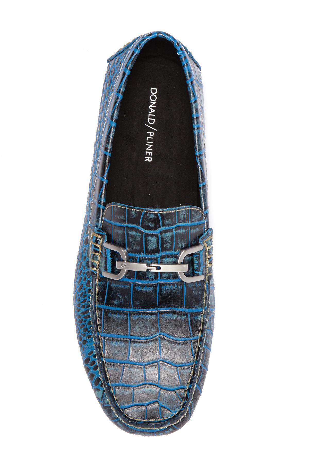 Donald J Pliner Painted Croc Embossed Leather Bit Driver in Blue for Men |  Lyst
