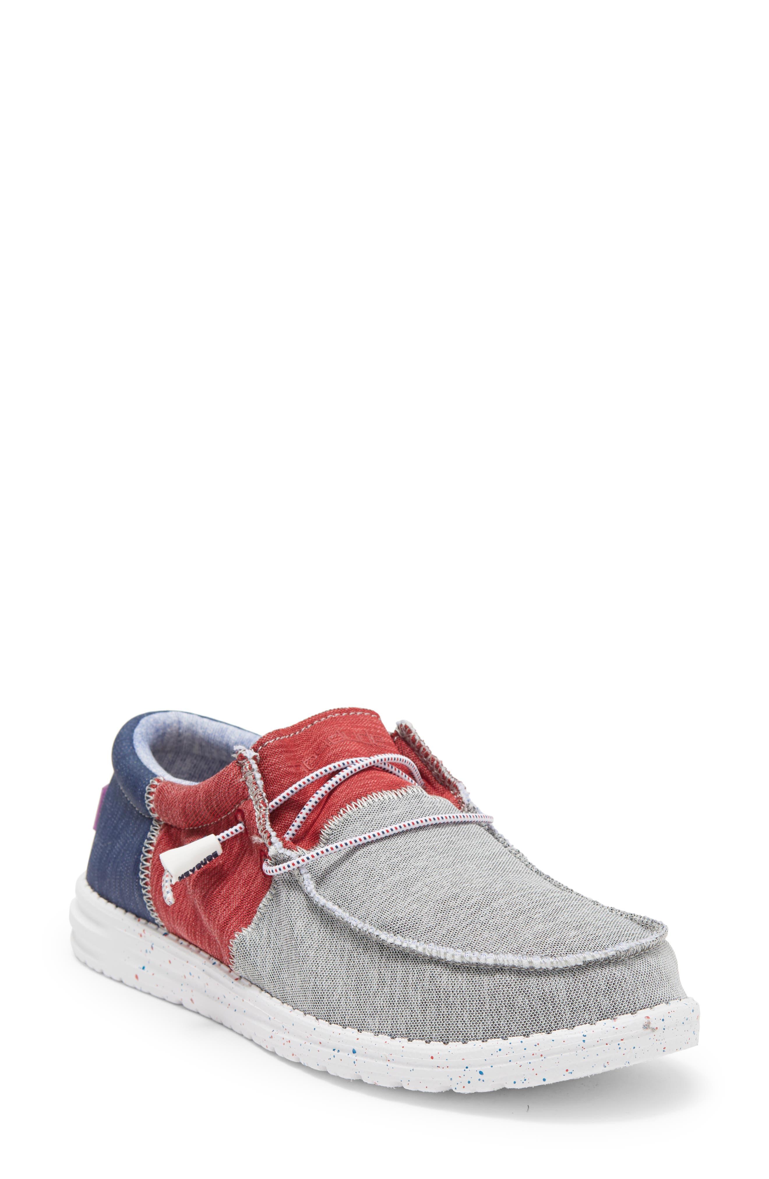 Hey Dude Wally Sox Tri Fans Slipon Sneaker In Red White Blue At