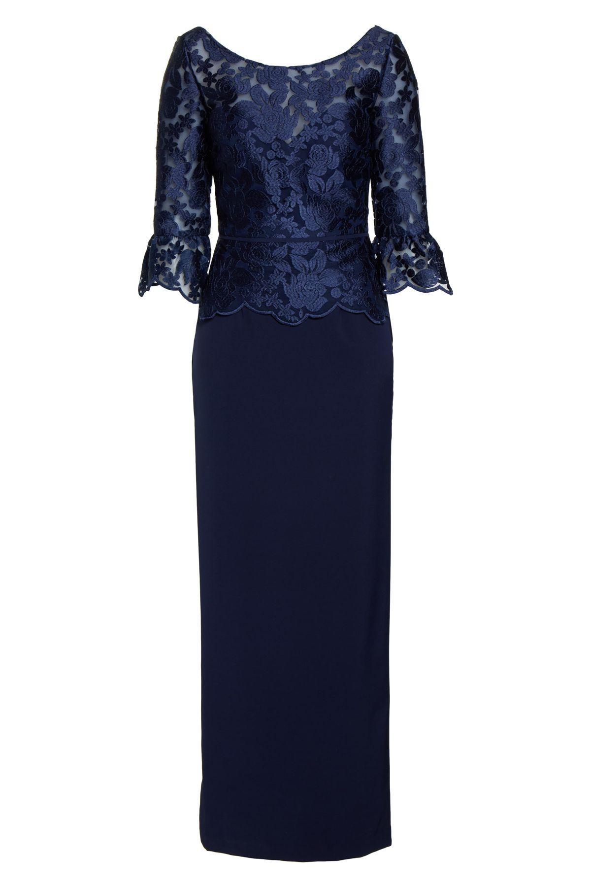 js collections scalloped embroidered gown