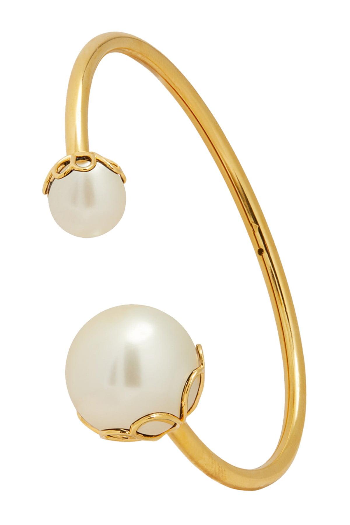 Kate Spade Large Pearl Wire Cuff Bracelet in White/Gold (White) Save 51 Lyst
