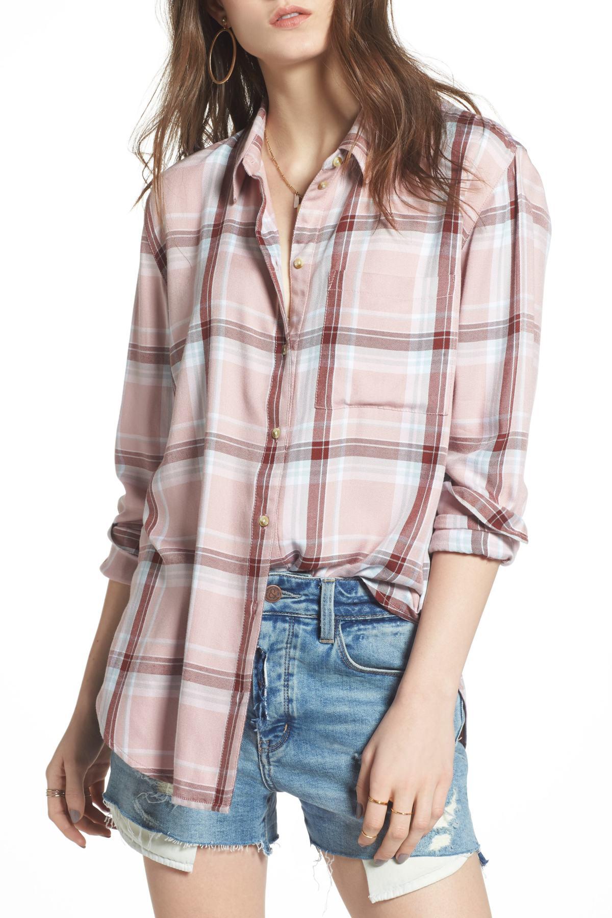 Treasure and bond plaid boyfriend shirt Clearance