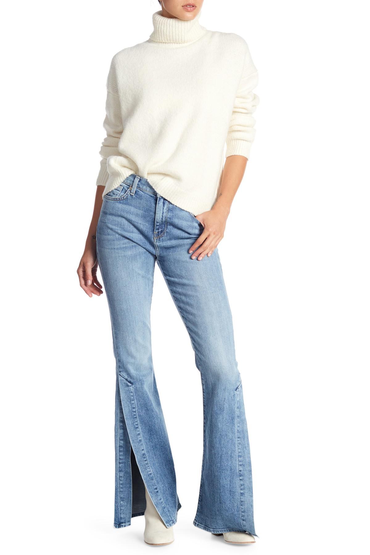 7 For All Mankind Ali Side Slit Flare Jeans in Blue | Lyst