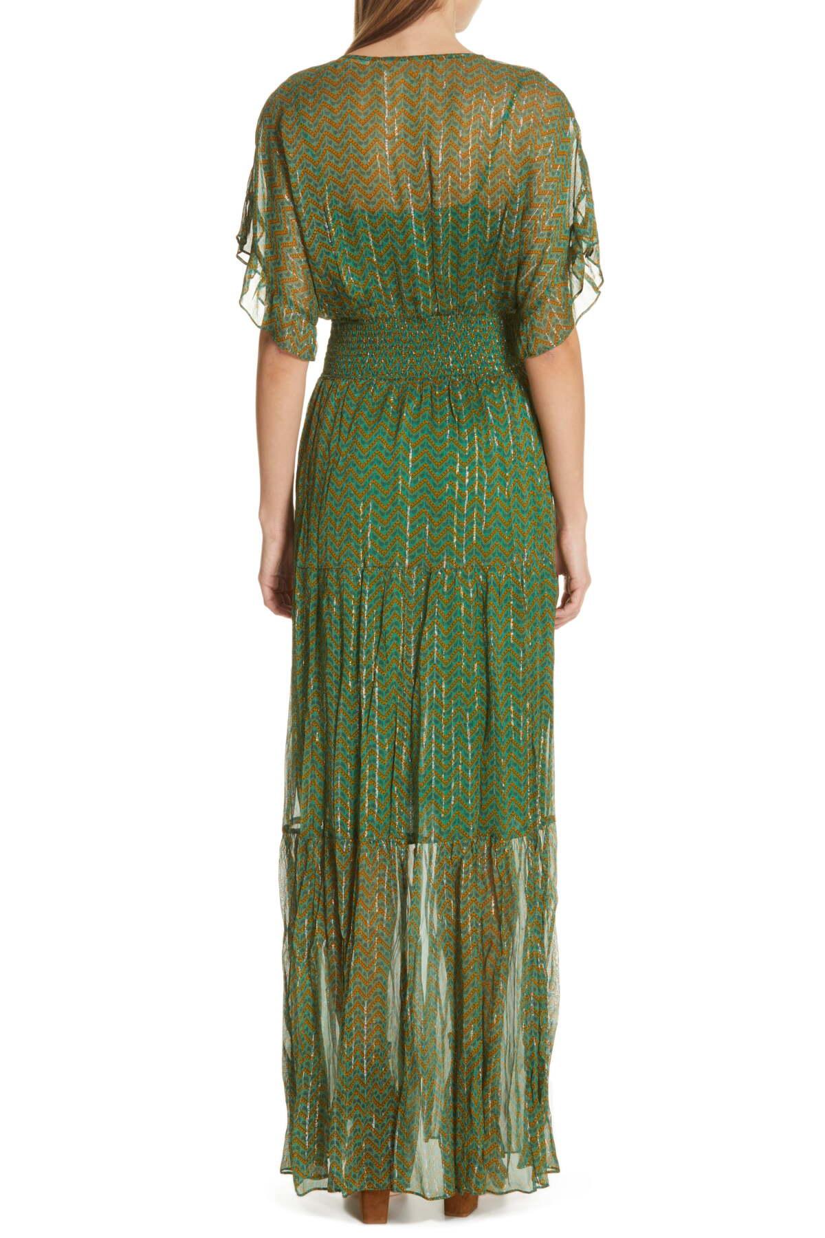 Ba sh Wanda Metallic Herringbone Print Maxi Dress in Green Lyst