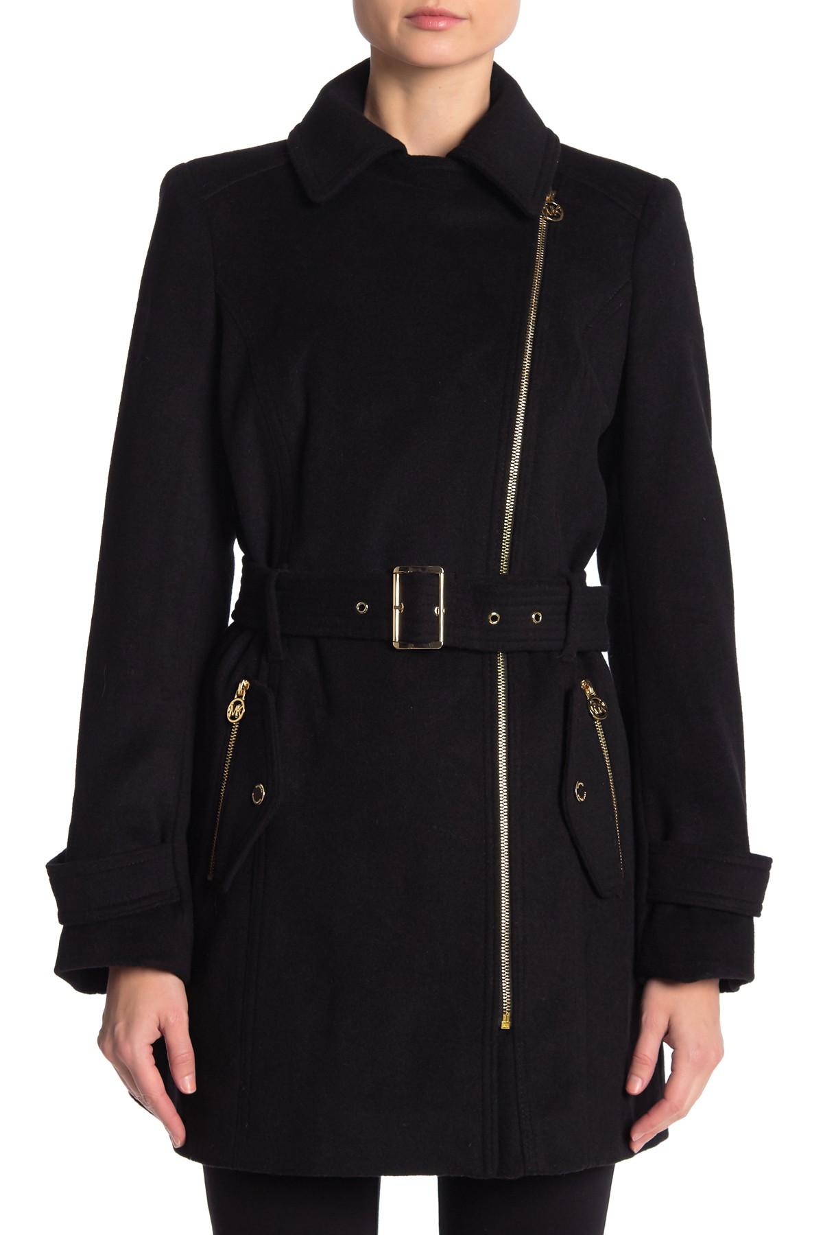 michael kors black taped sleeve coat