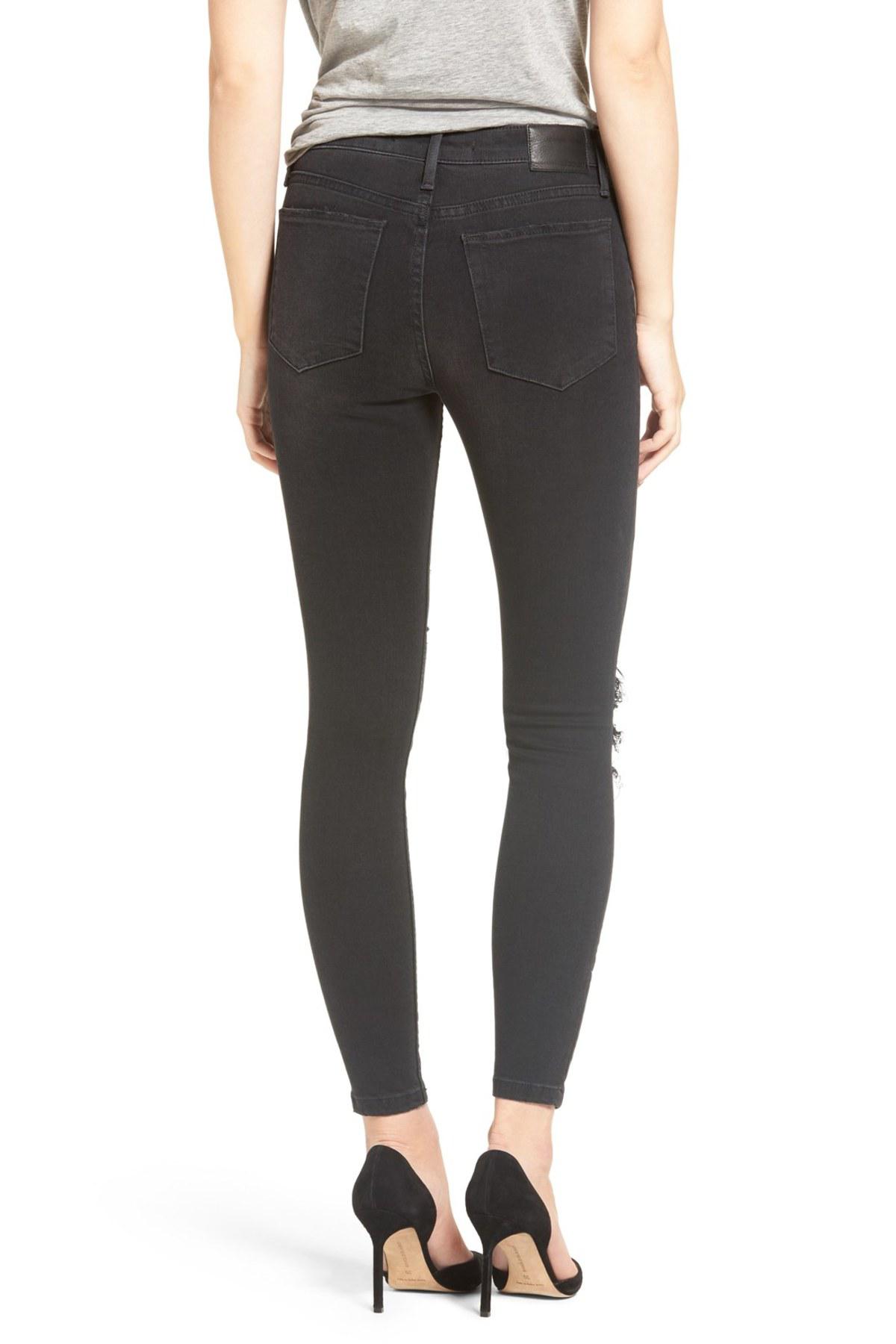 Lyst Joe'S Jeans Flawless Charlie Lace Patch Ankle Skinny Jeans in Black