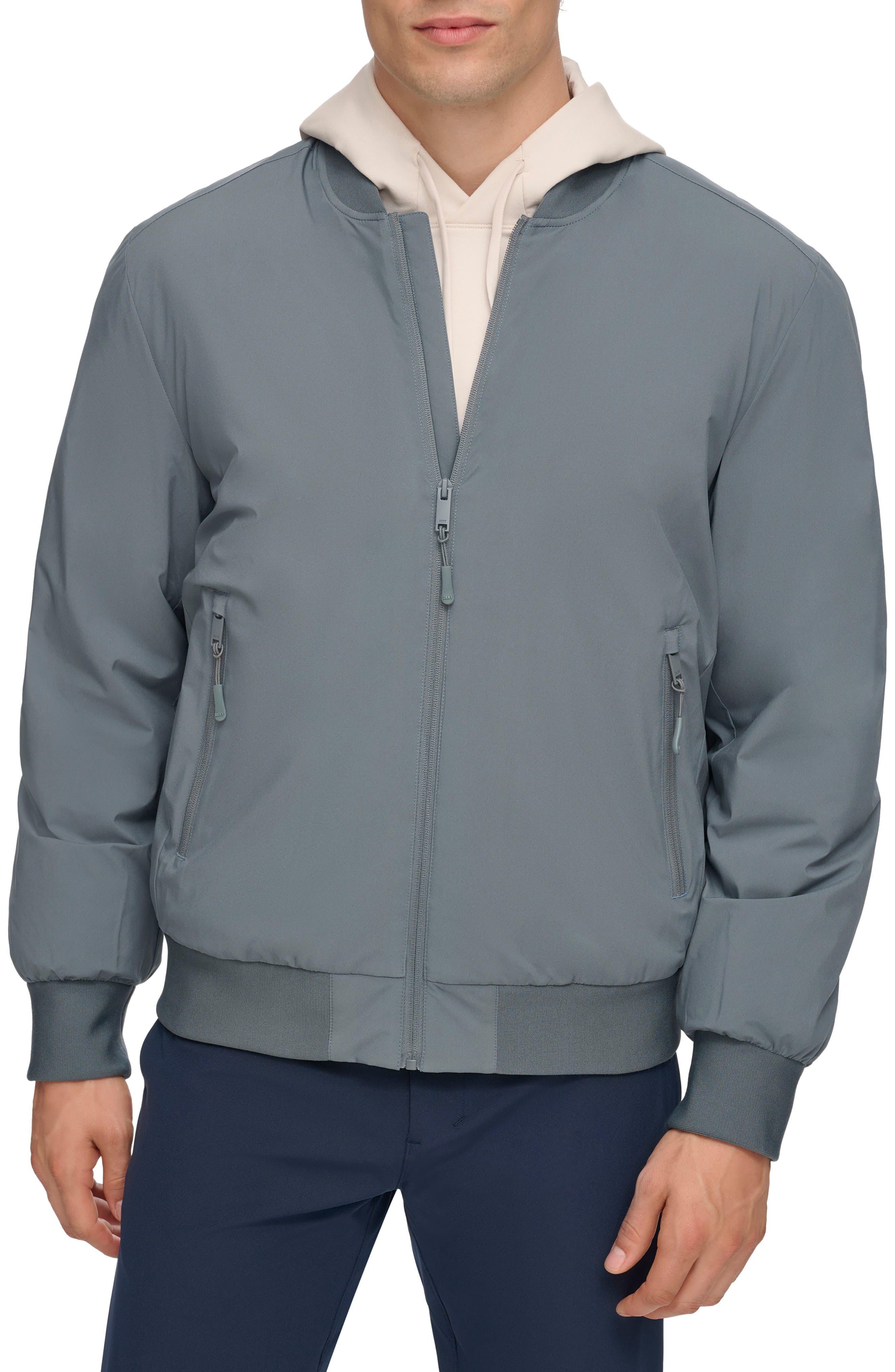 DKNY Stretch Bomber Jacket in Gray for Men | Lyst