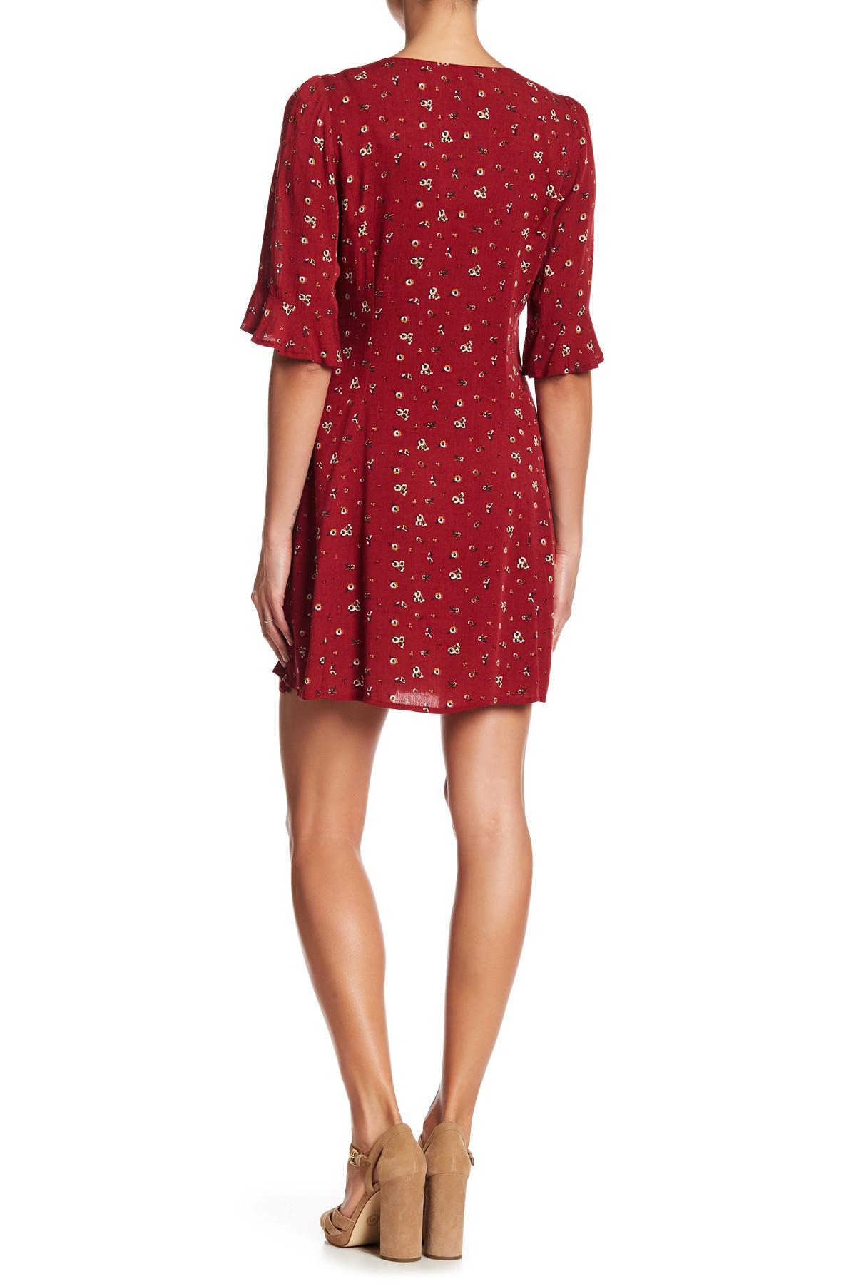 red floral button down dress