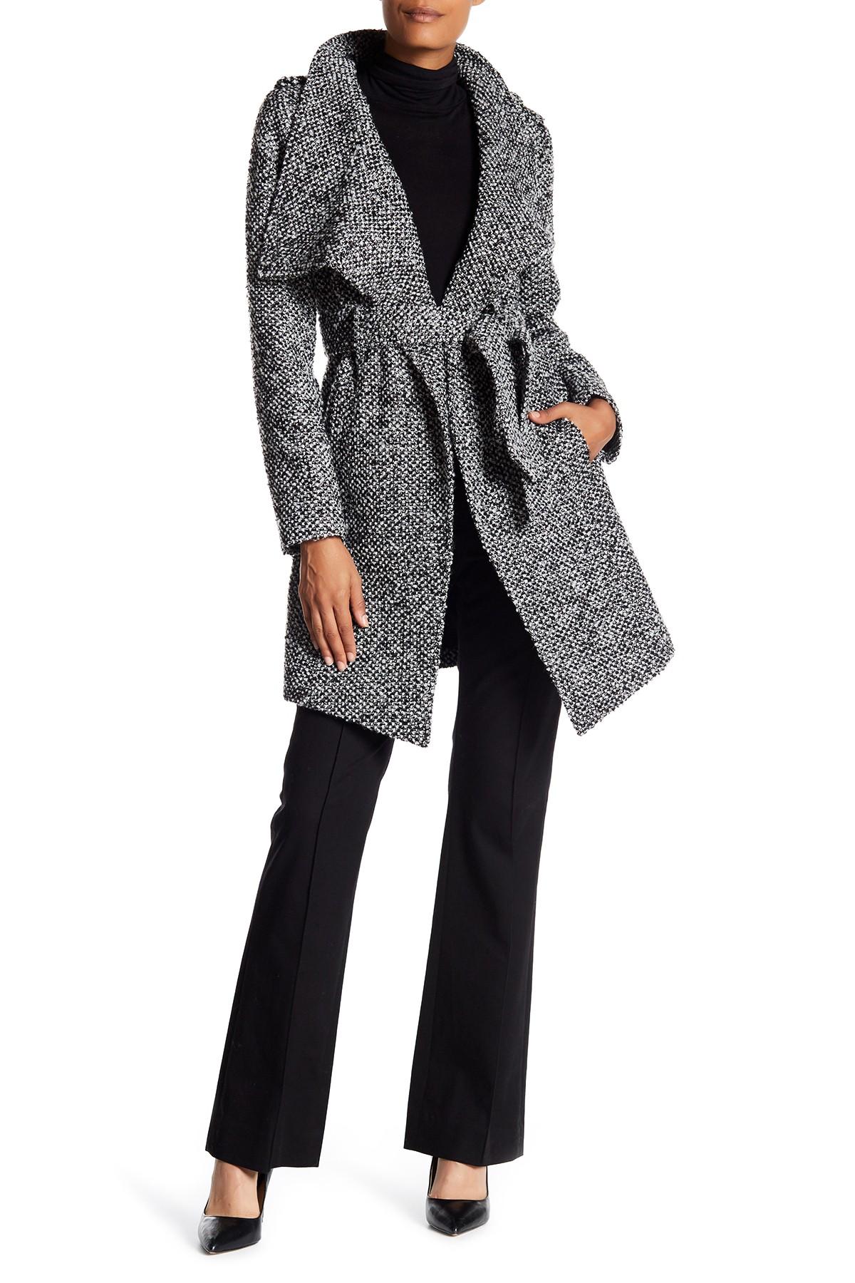 tweed belted coat