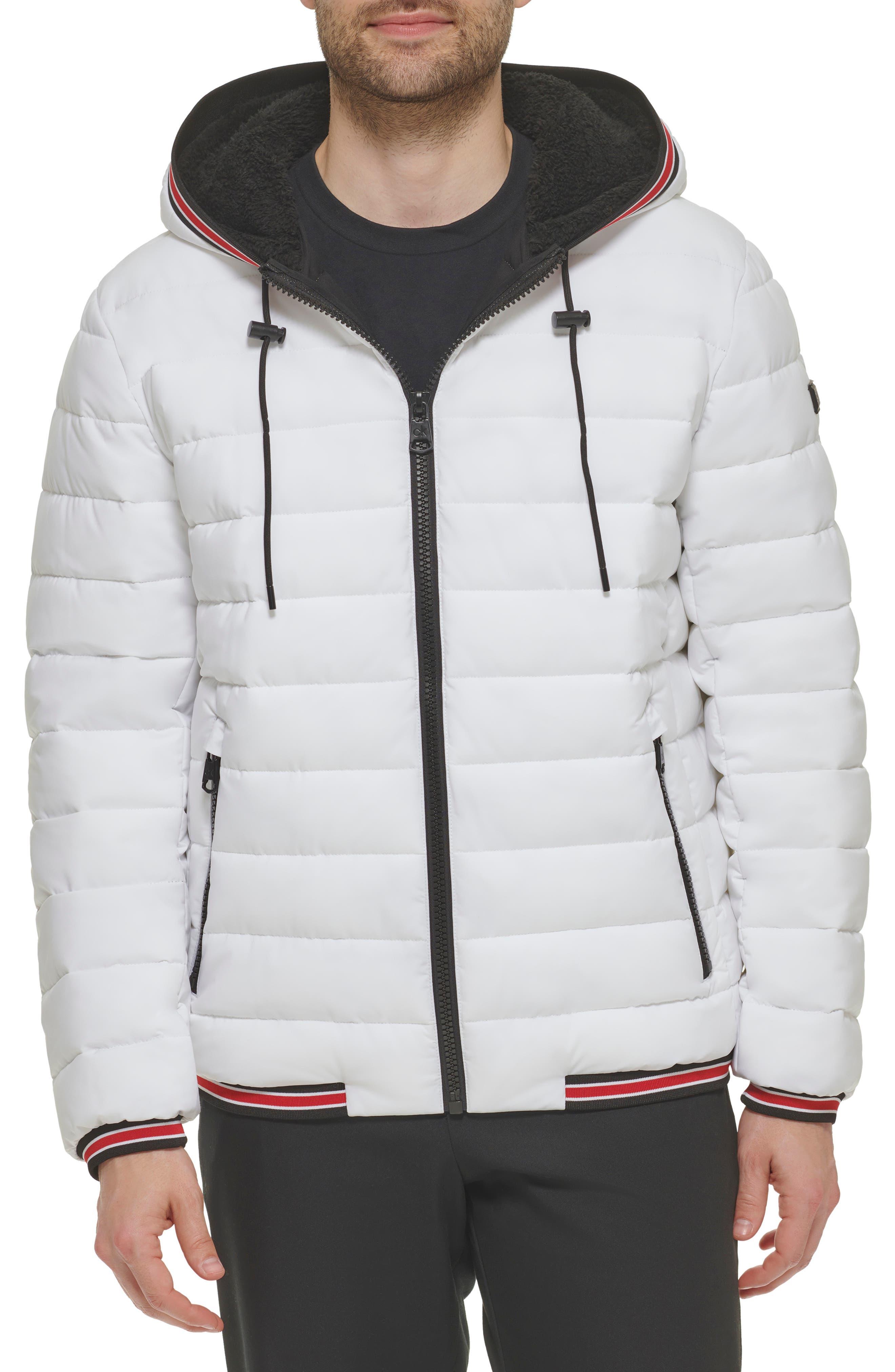 Calvin Klein Super Shine Fleece Lined Puffer Jacket In White At ...