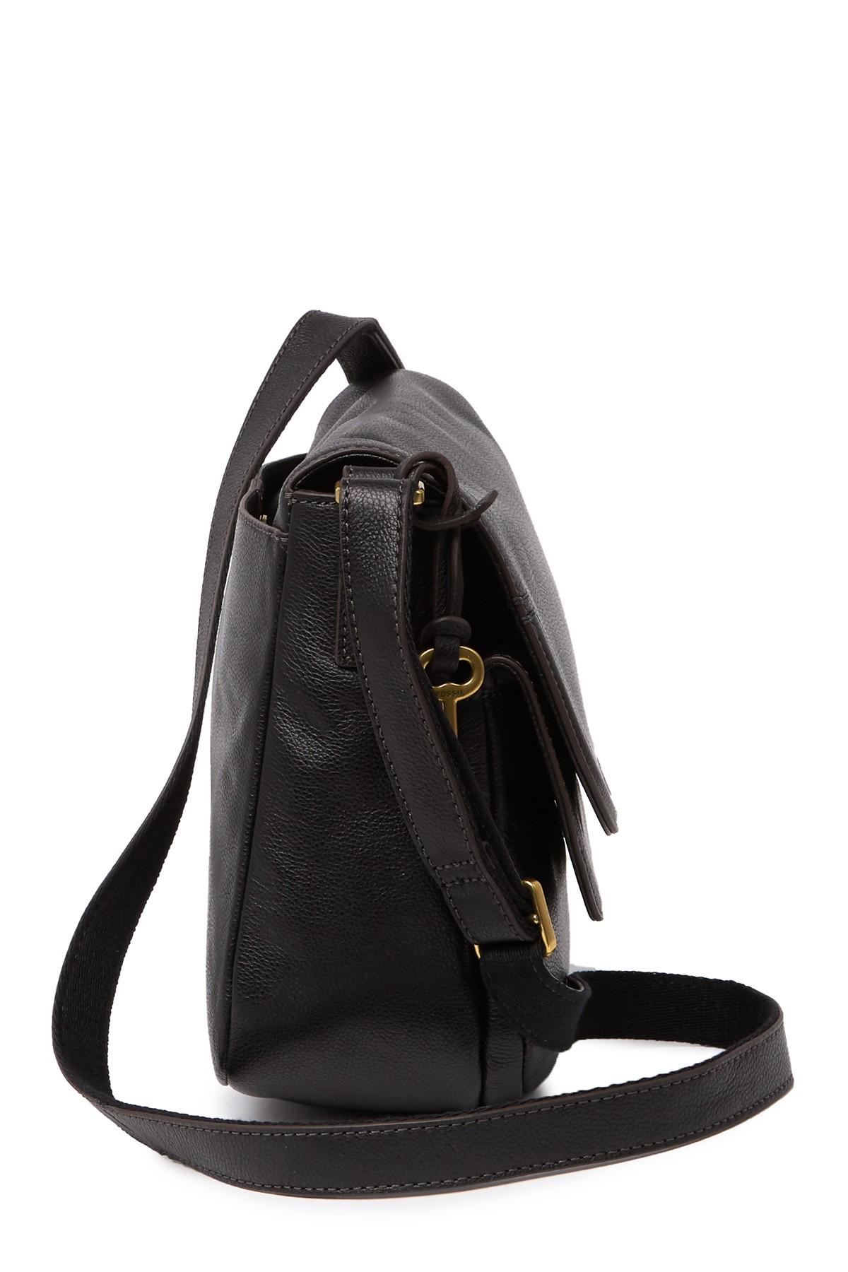 Fossil Peyton Large Leather Crossbody Bag in Black - Lyst