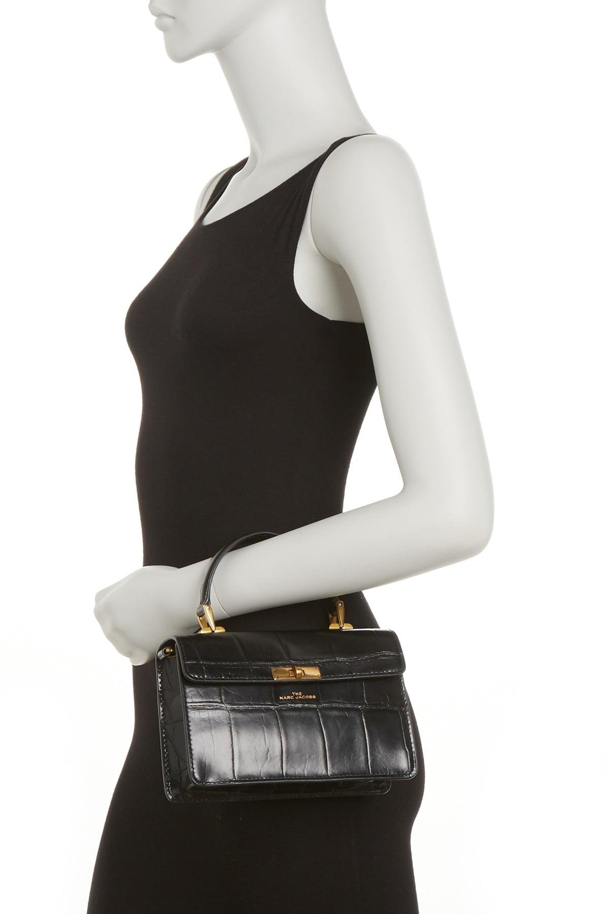 Marc Jacobs The Downtown Croc Embossed Leather Shoulder Bag in Black | Lyst