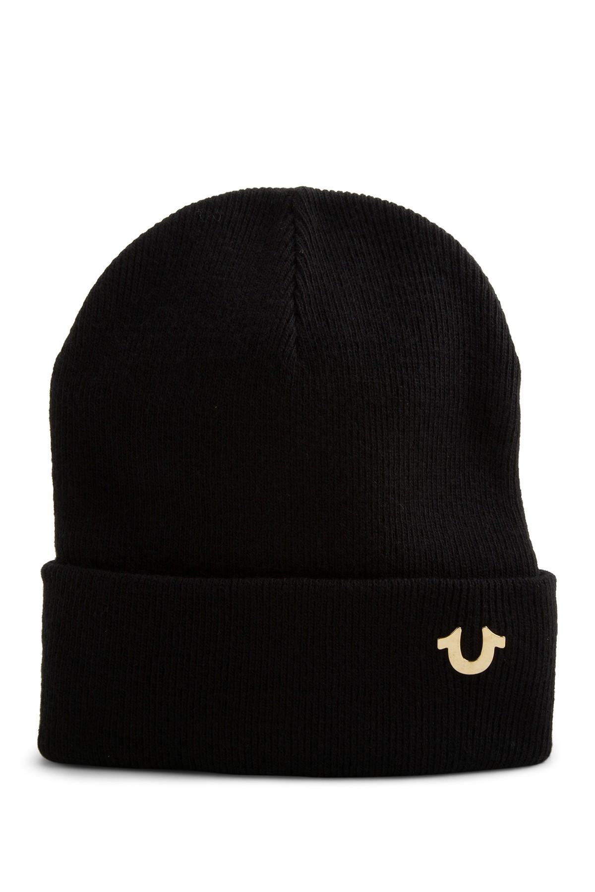 True Religion Black Gold Gold Beanie for Men Lyst