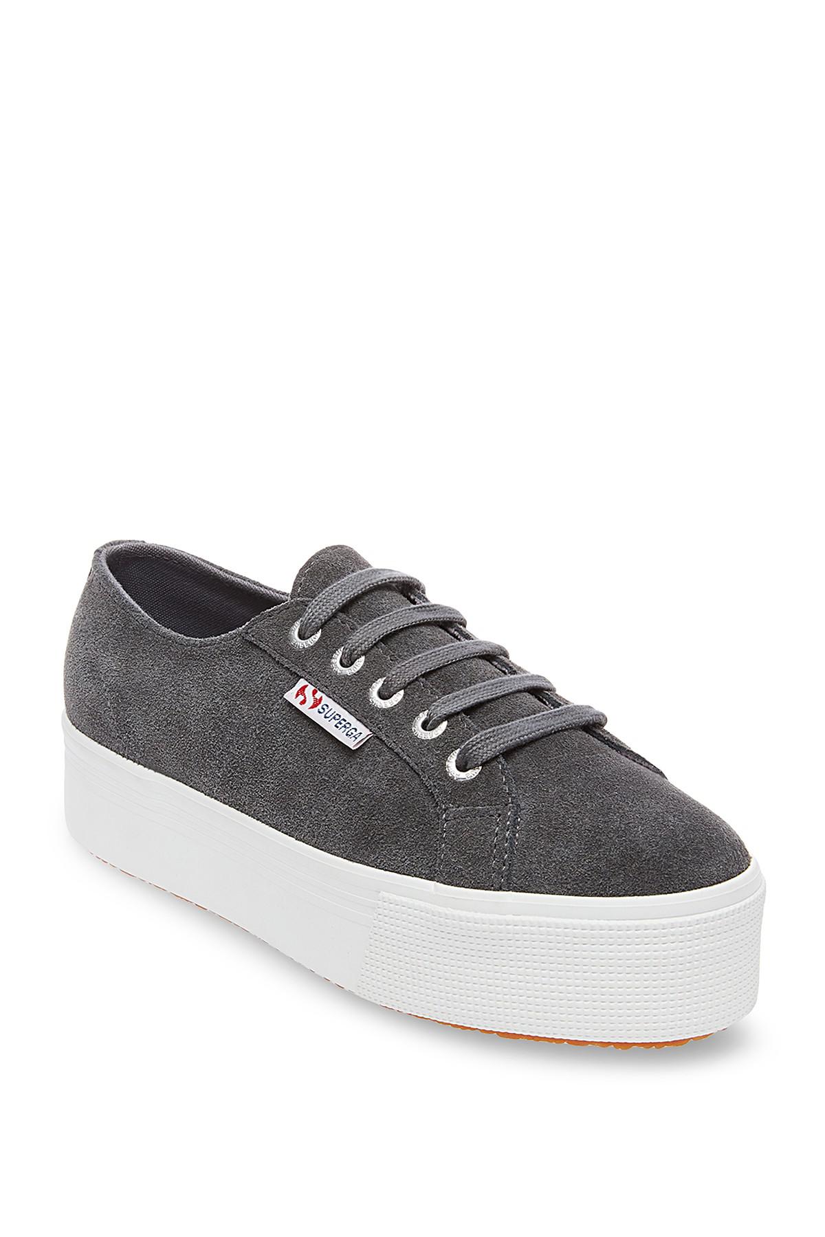 Superga Suede Platform Sneaker in Grey Suede (Gray) - Lyst