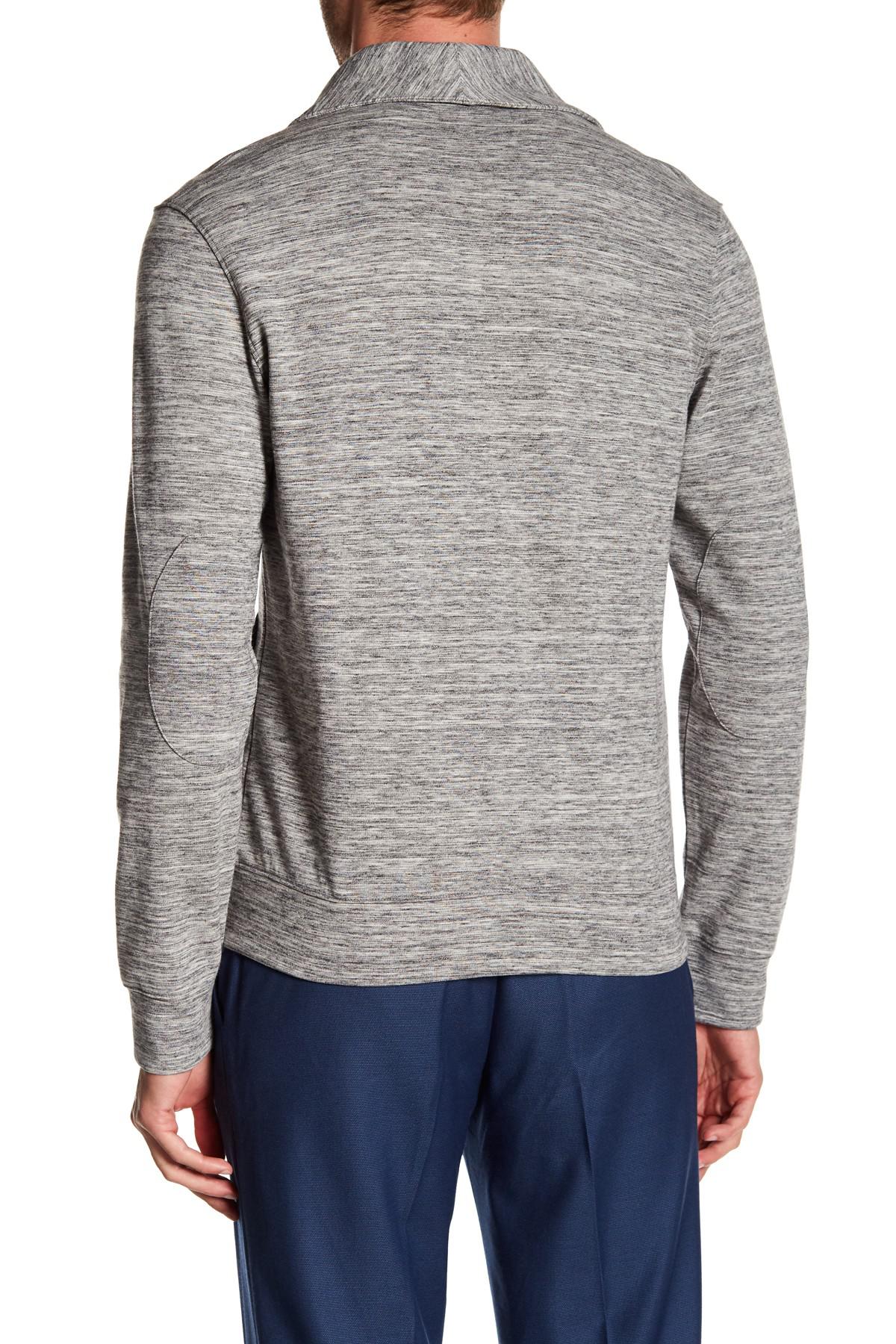 Perry ellis Shawl Collar Long Sleeve Button Down Sweater in Gray ...