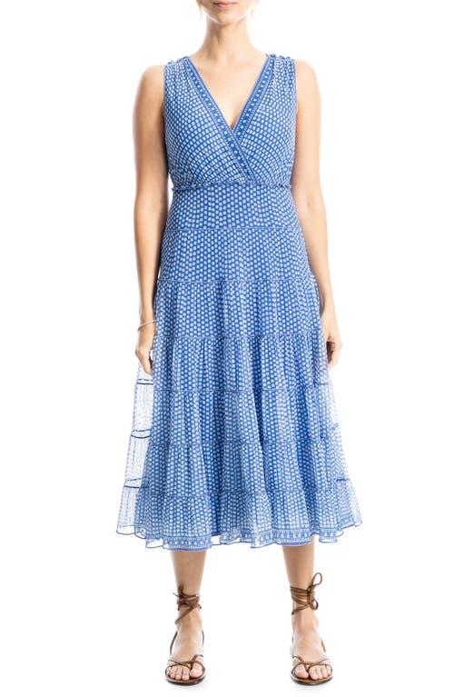 Max Studio V-Neck Sleeveless Mesh Midi Dress in Blue Lyst