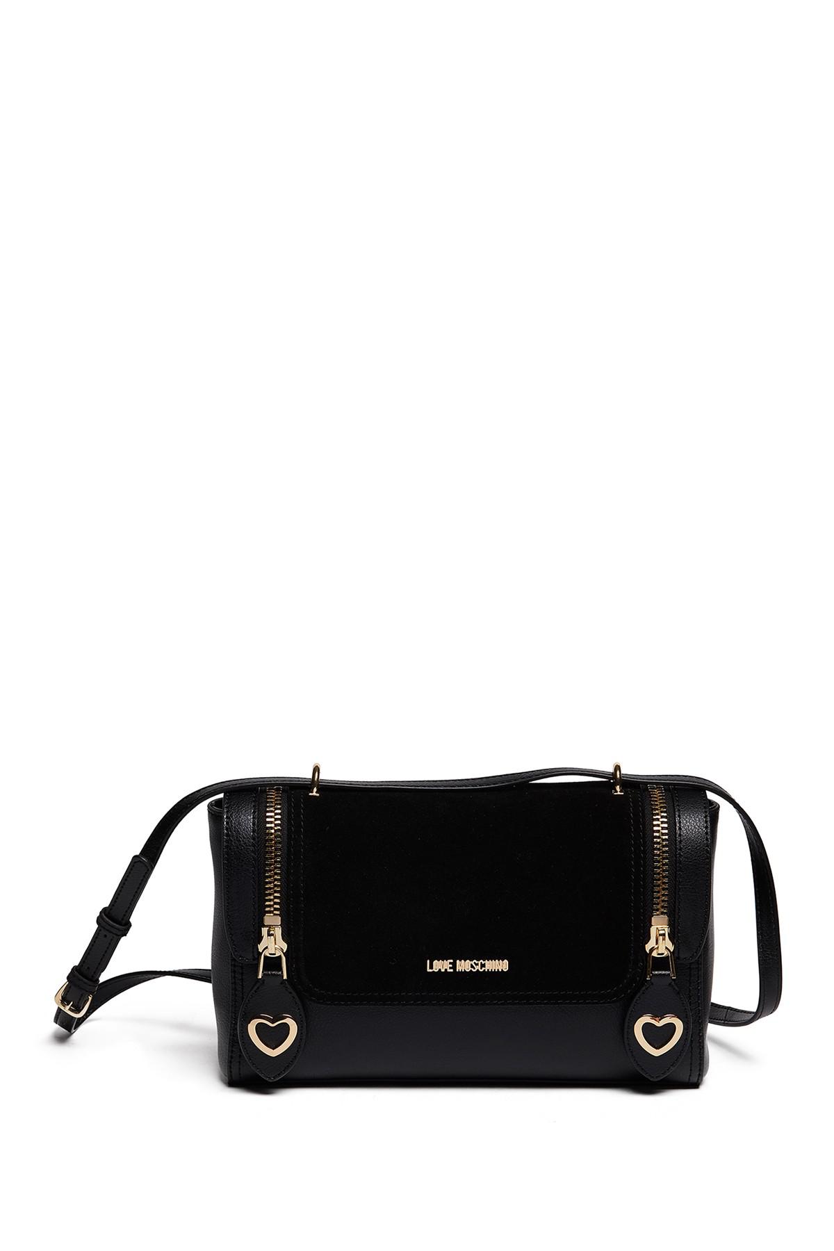 Lyst Love Moschino Pu Leather Metal Hearts Zipper Crossbody Bag In View Fullscreen