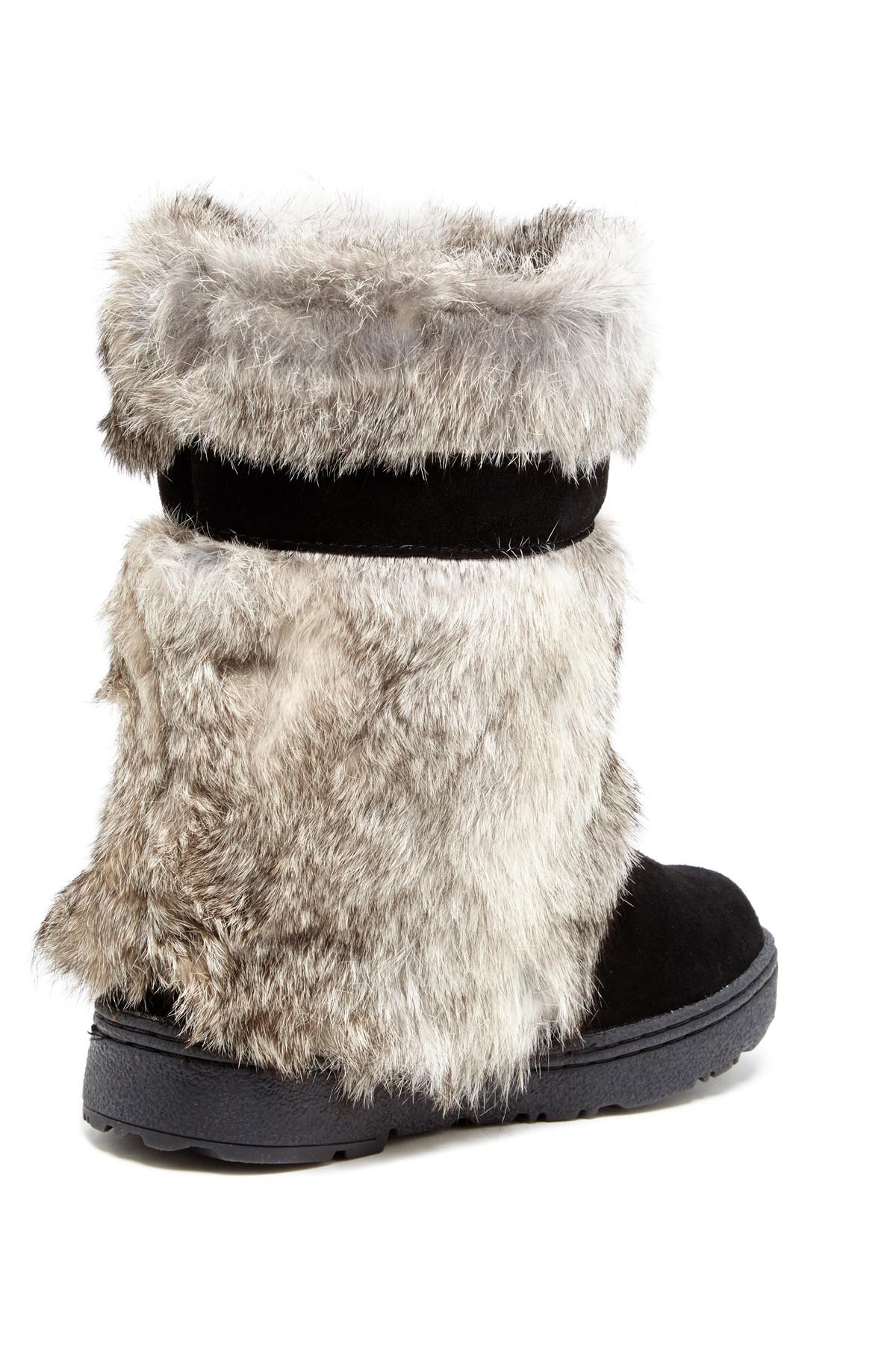 BEARPAW Tama Ii Genuine Rabbit Fur & Genuine Sheepskin Boot in Black ii ...