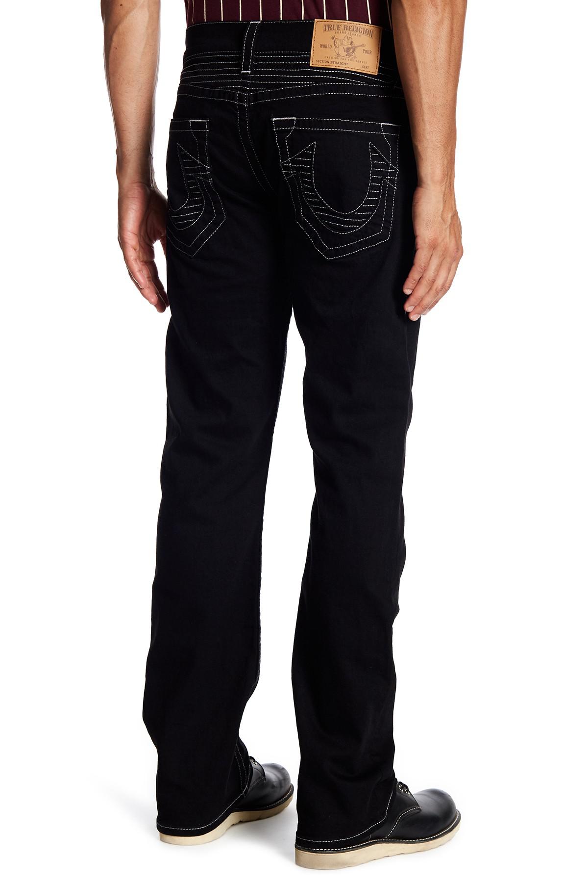 True Religion Contrast Stitch Straight Leg Jeans in Black for Men | Lyst