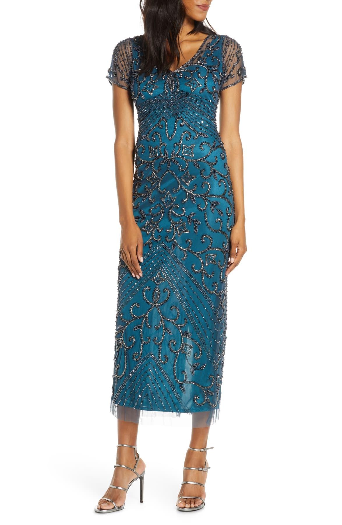 Pisarro Nights Beaded Longline Gown in Blue Lyst