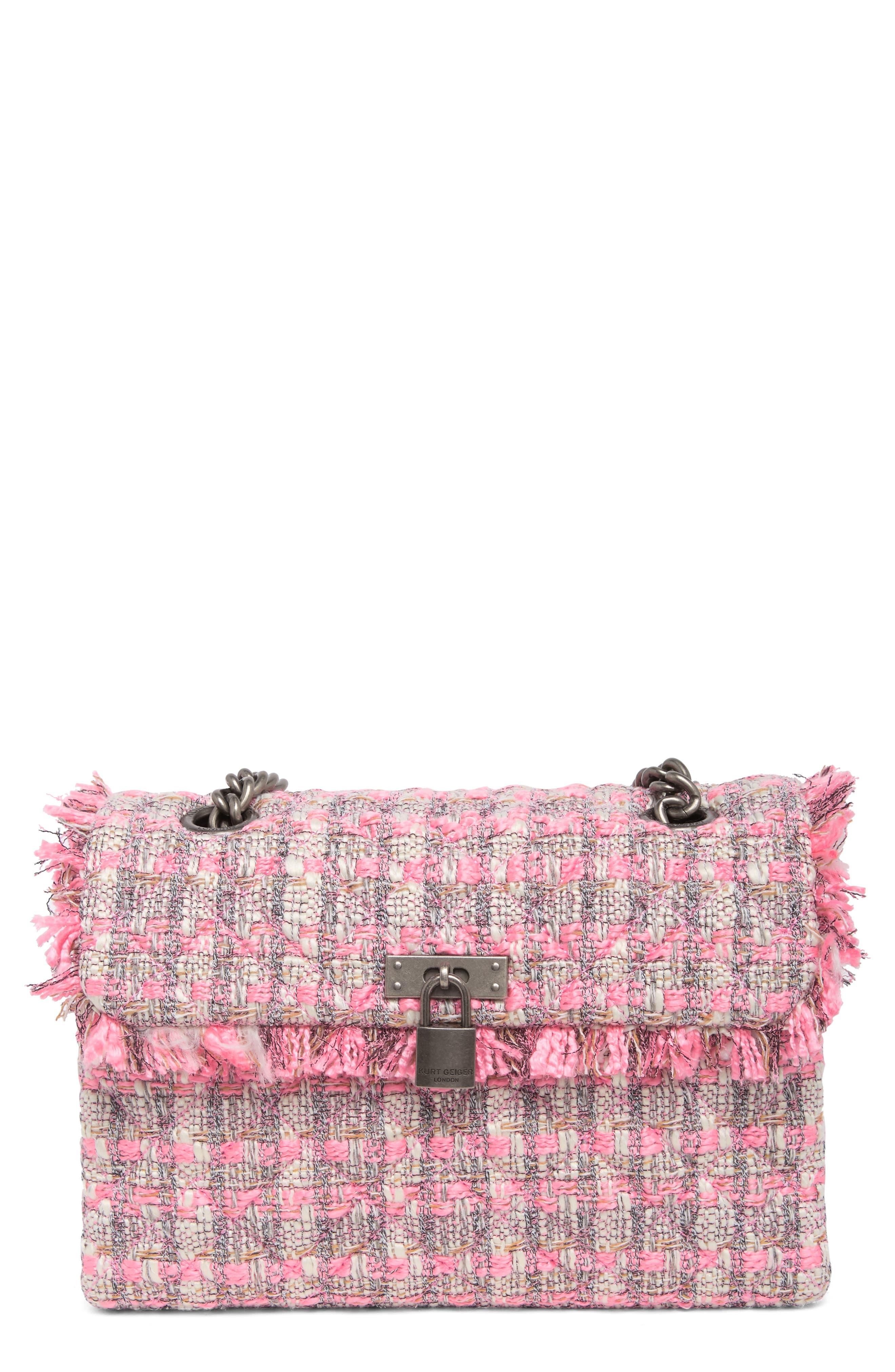 Kurt Geiger Tweed Brixton Lock Shoulder Bag in Pink | Lyst