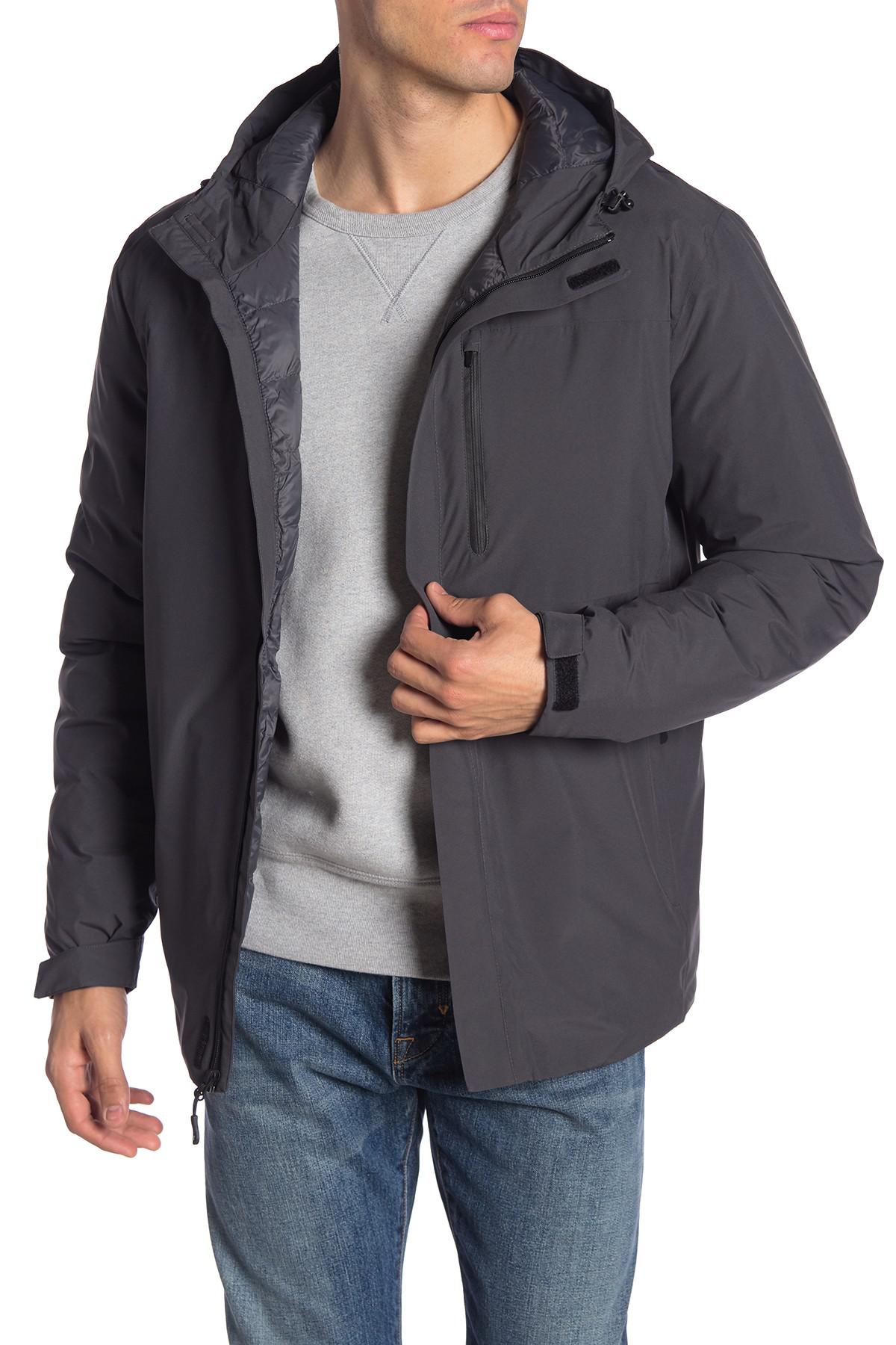 Weatherproof Synthetic Winter Rain Hooded Jacket in Gray for Men Lyst
