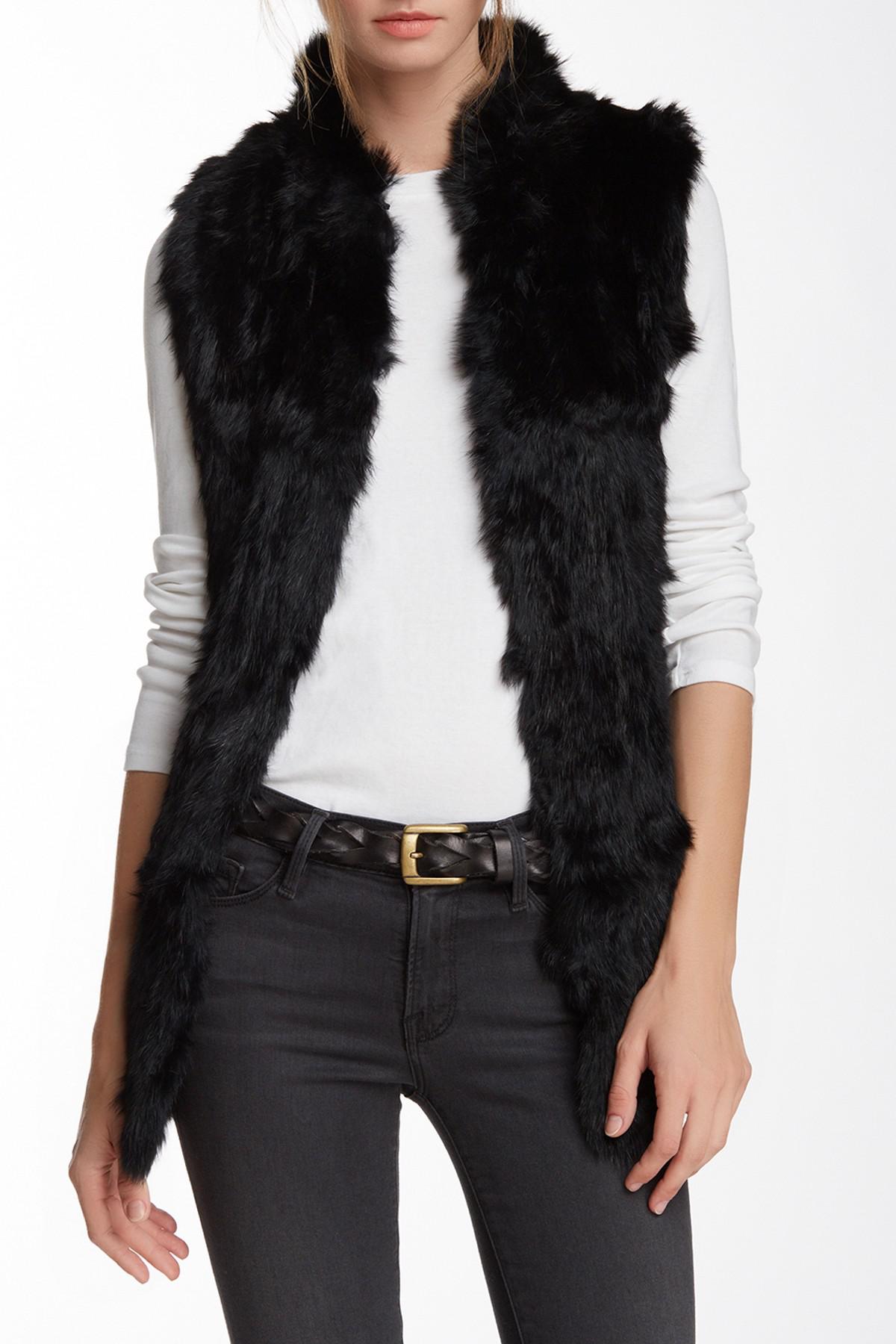 Love Token Genuine Rabbit Fur & Knit Vest (nordstrom Exclusive) in