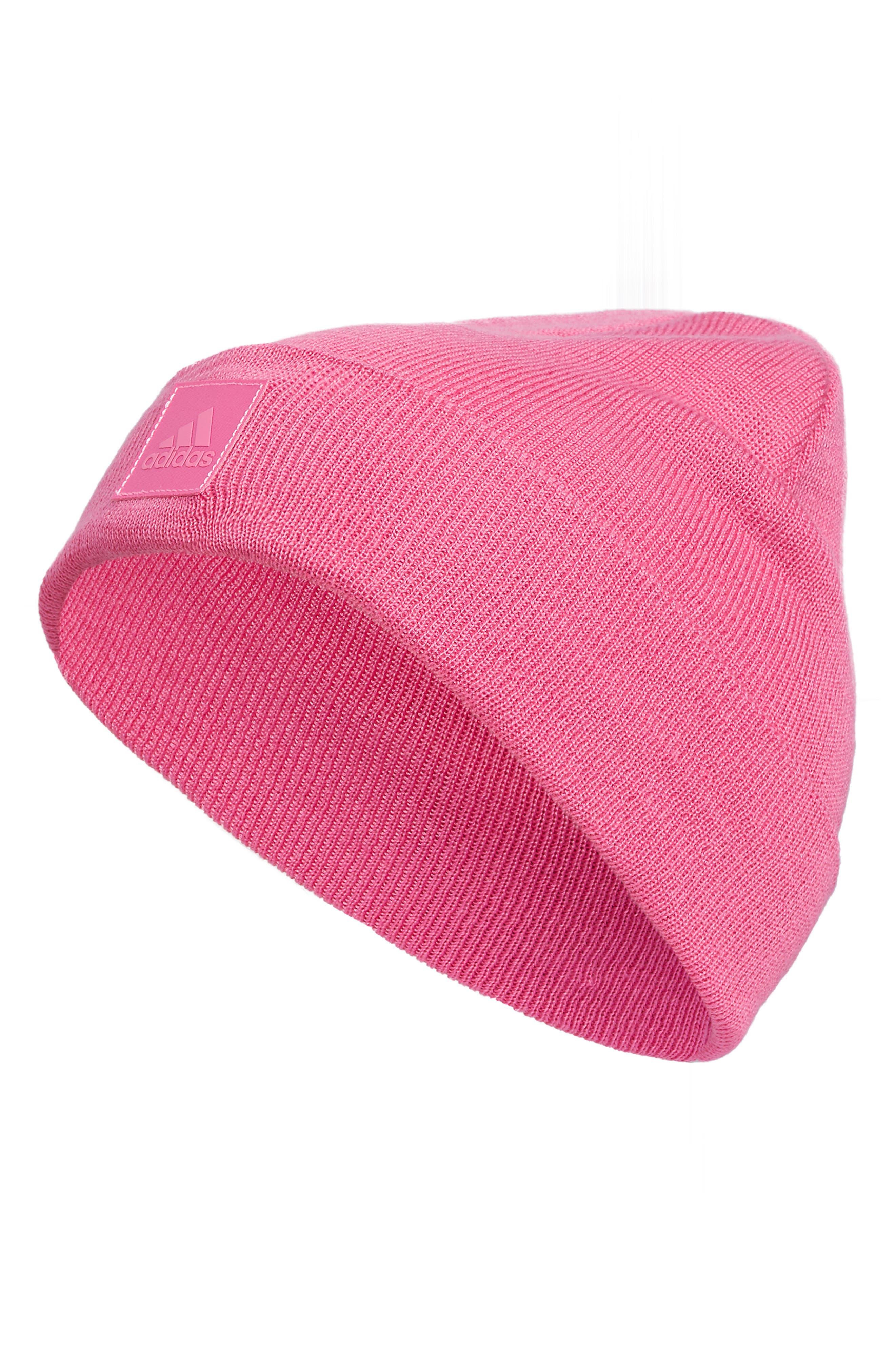 adidas Rib Fold Knit Beanie in Pink | Lyst
