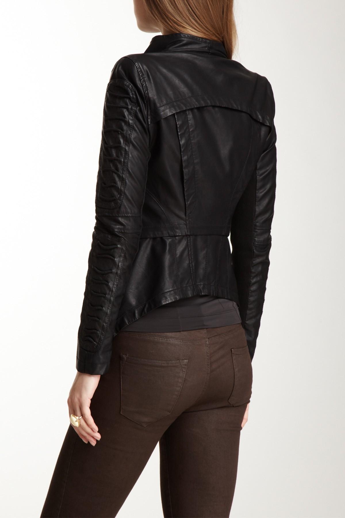 Gracia Cotton Faux Leather Jacket in Black - Lyst