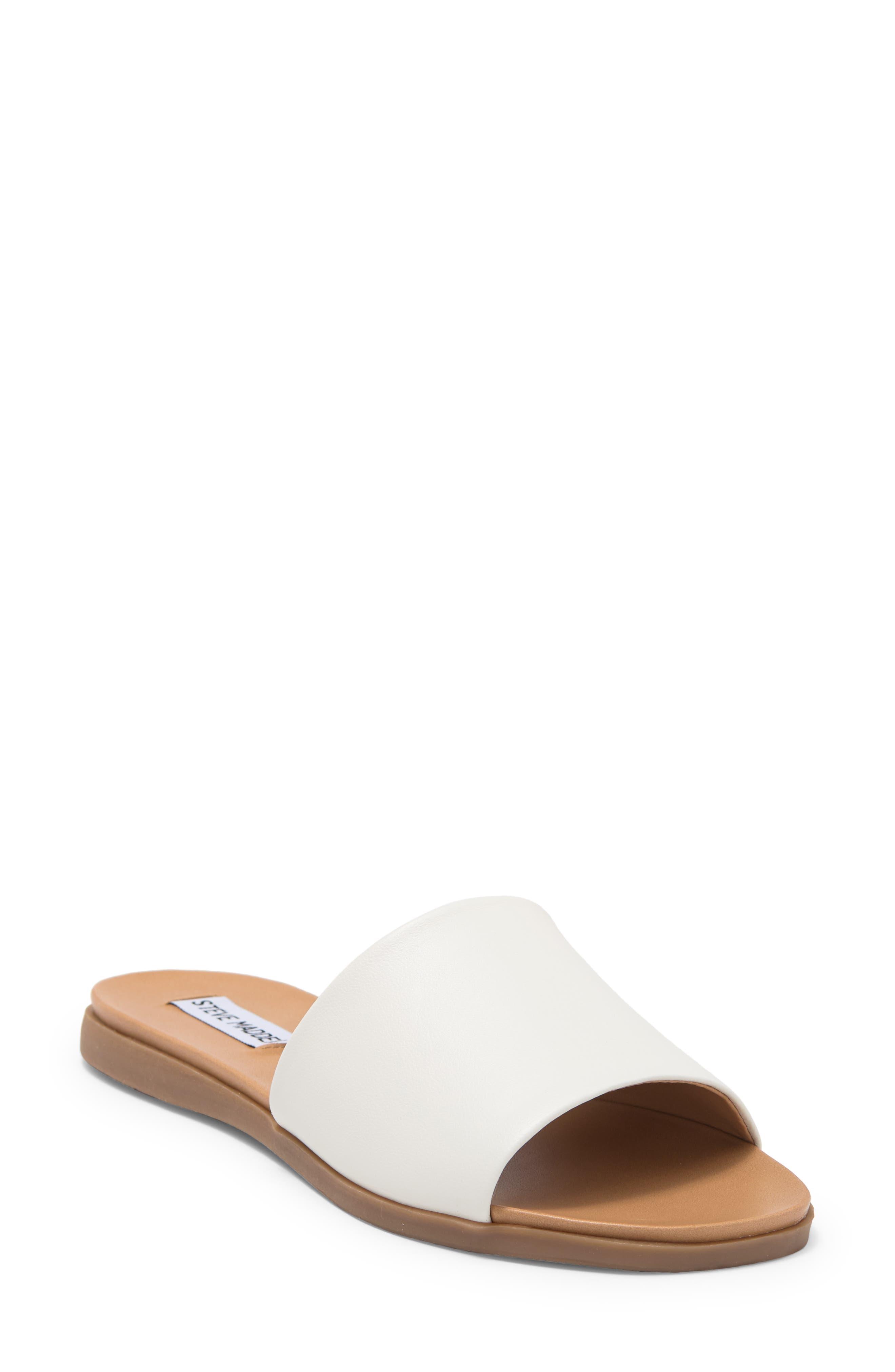 Steve Madden Kailey Slide Sandal In White Leather At Nordstrom Rack in  Brown | Lyst