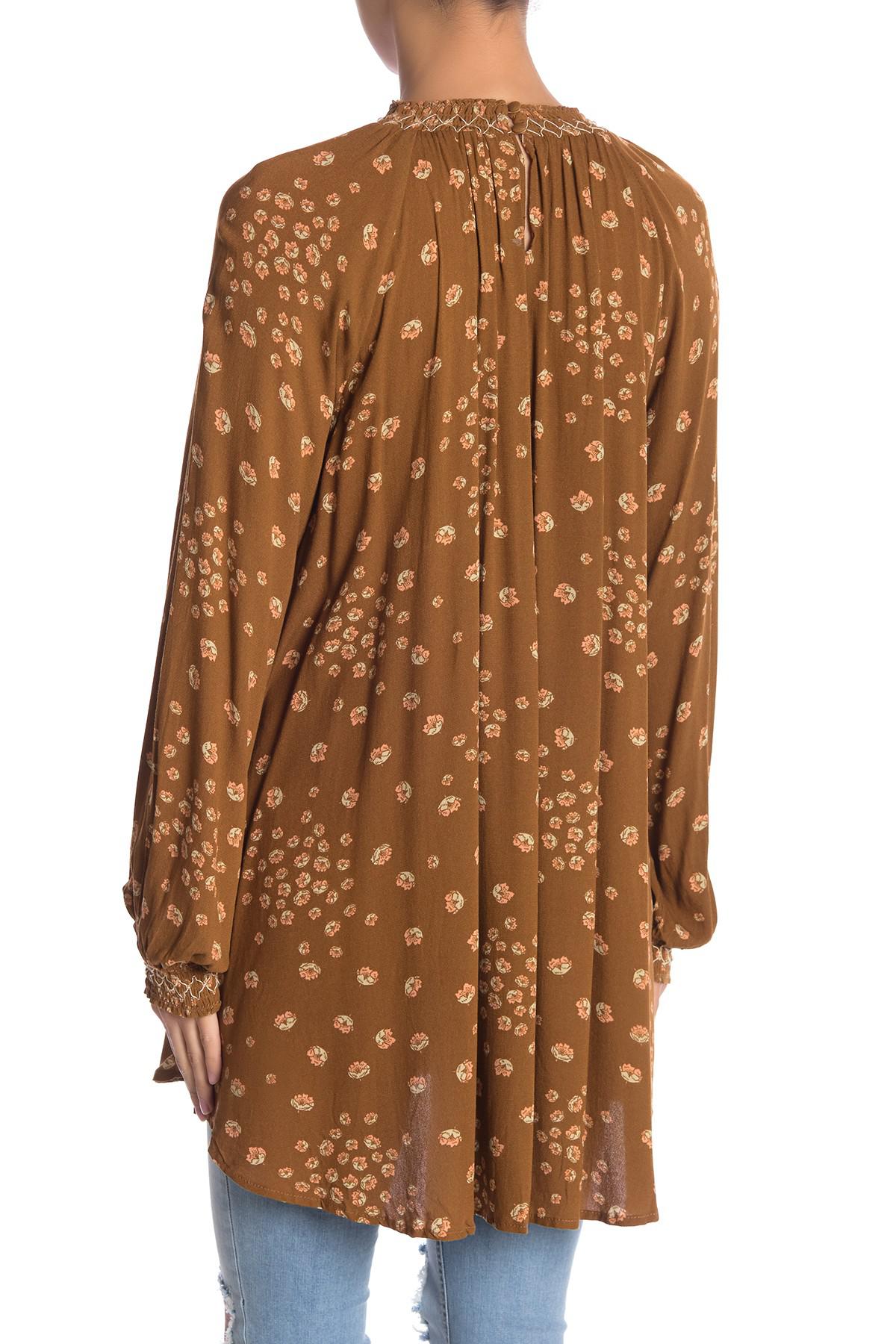 free people flowers in her hair smock detail tunic top